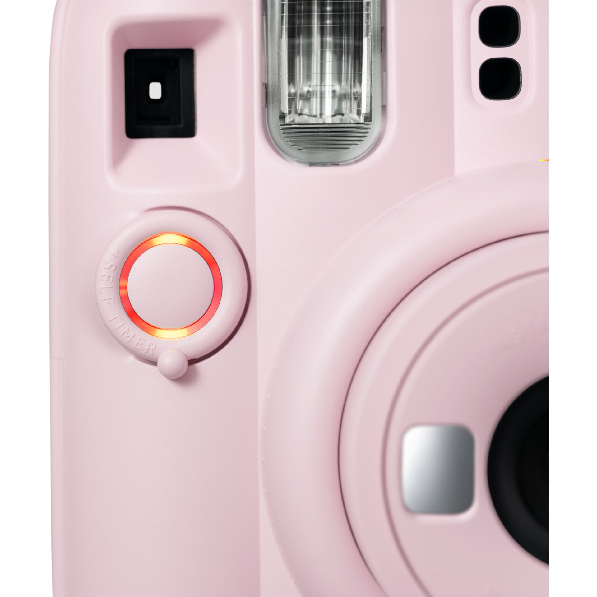 pinkes kamera, digitale kamera, kompakte kamera, eingebauter blitz, runder auslöserknopf