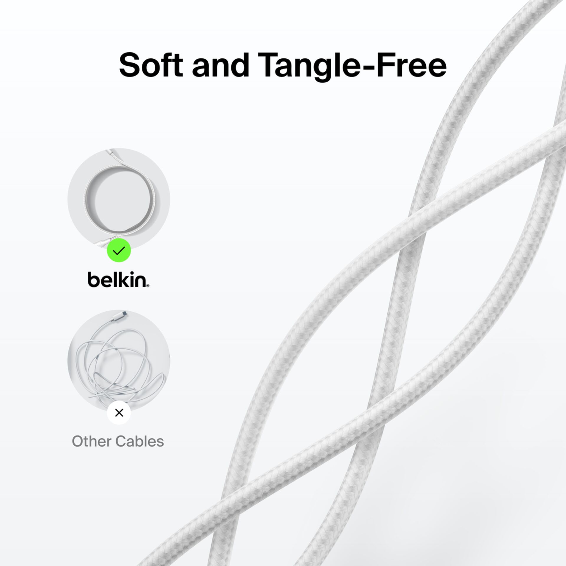 Kabel, Lightning-Kabel, Weiß, geflochten, Belkin
