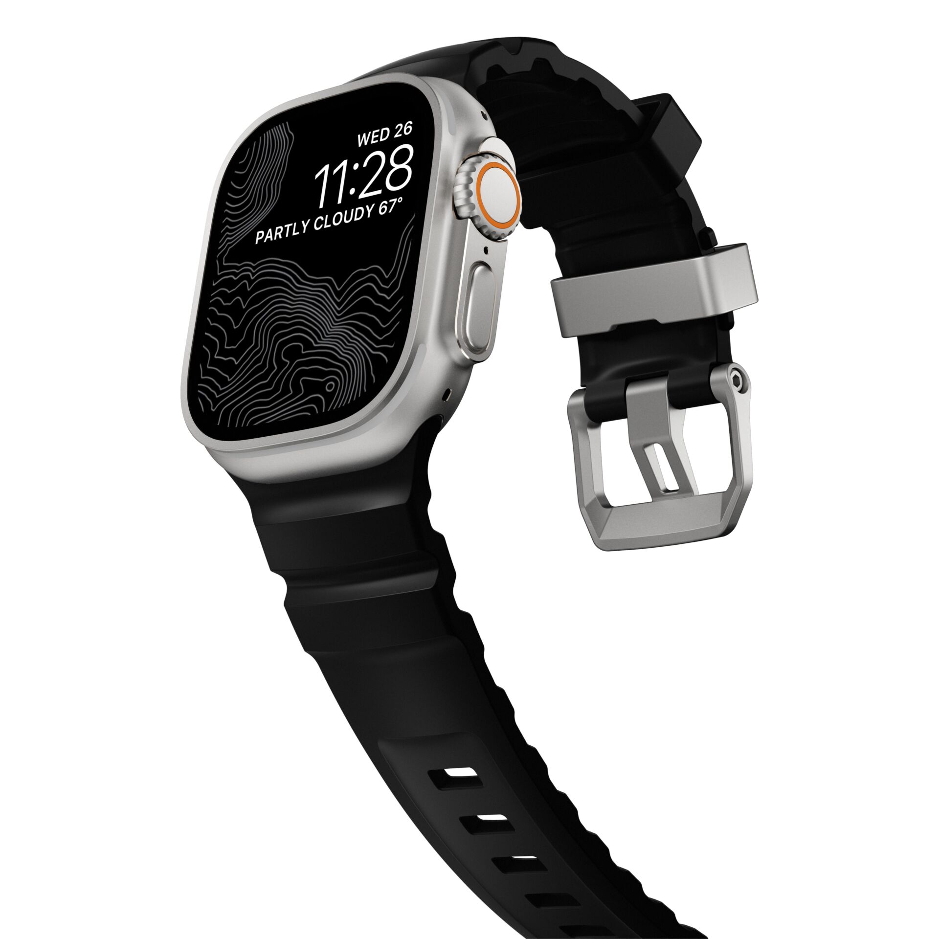 Smartwatch, Uhr, Digitalanzeige, Schwarzes Band, Metallgehäuse