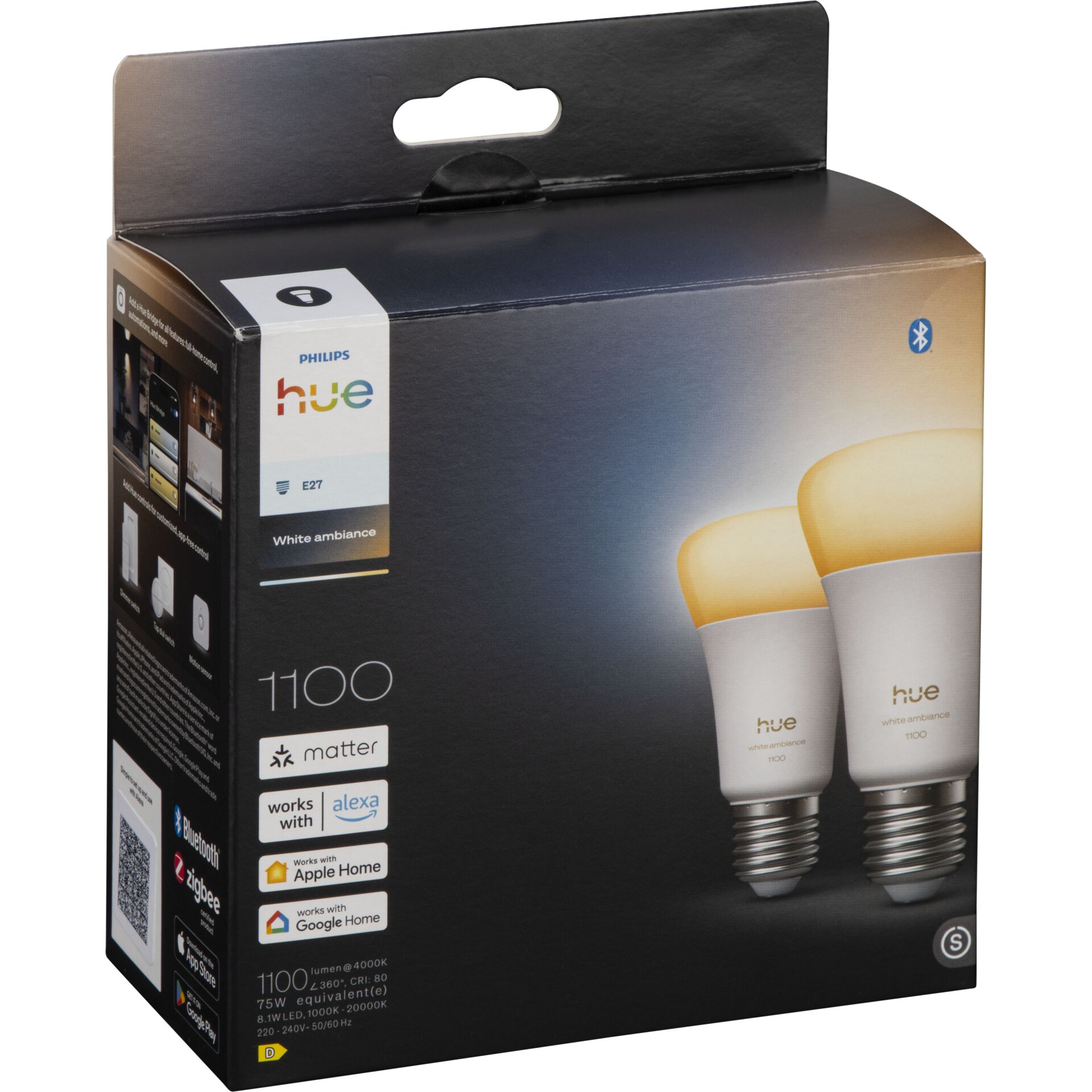 LED-Lampe, E27, 1100 lm, White ambiance, Bluetooth