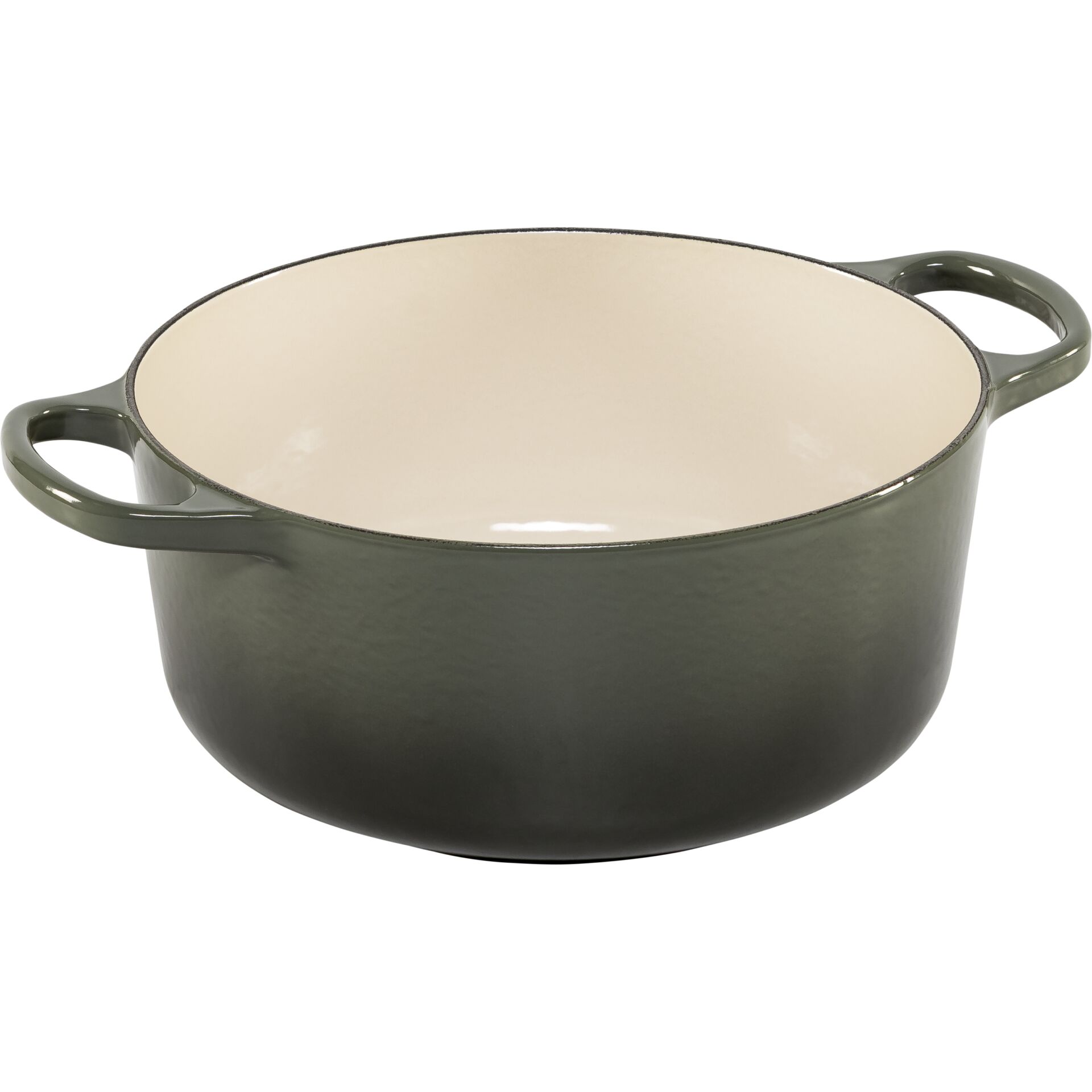 Dutch oven, Gusseisen, Grün, Doppelgriffe, Emaille-Innenraum