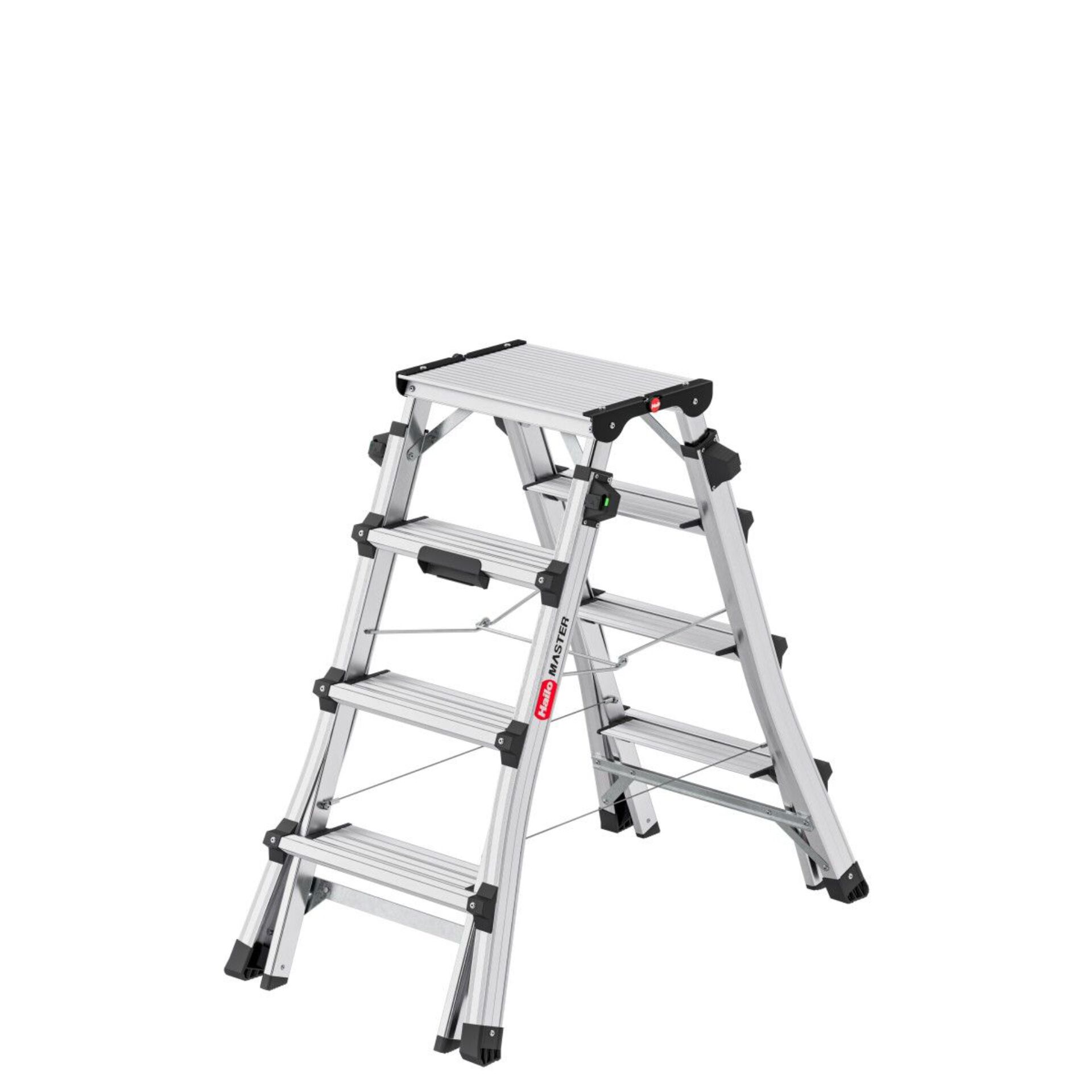 Leiterbühne, Stufenleiter, Aluminium, Mehrzweitleiter, Stahlverstrebungen