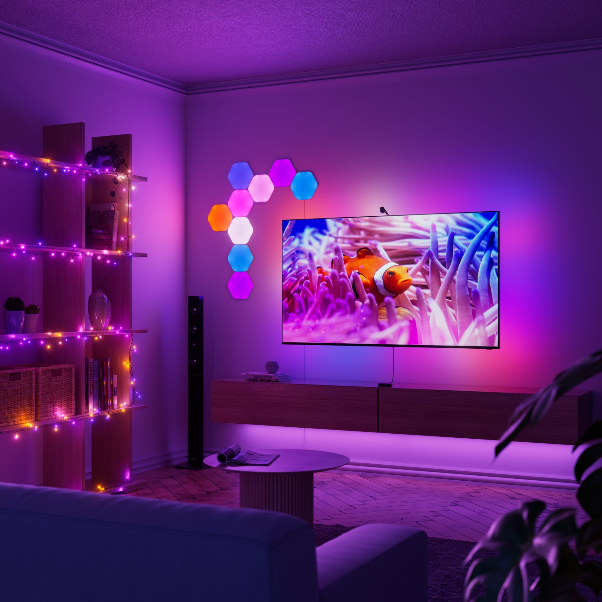 Beleuchtung, Violett, Bildschirm, Innenarchitektur, Wohnzimmer