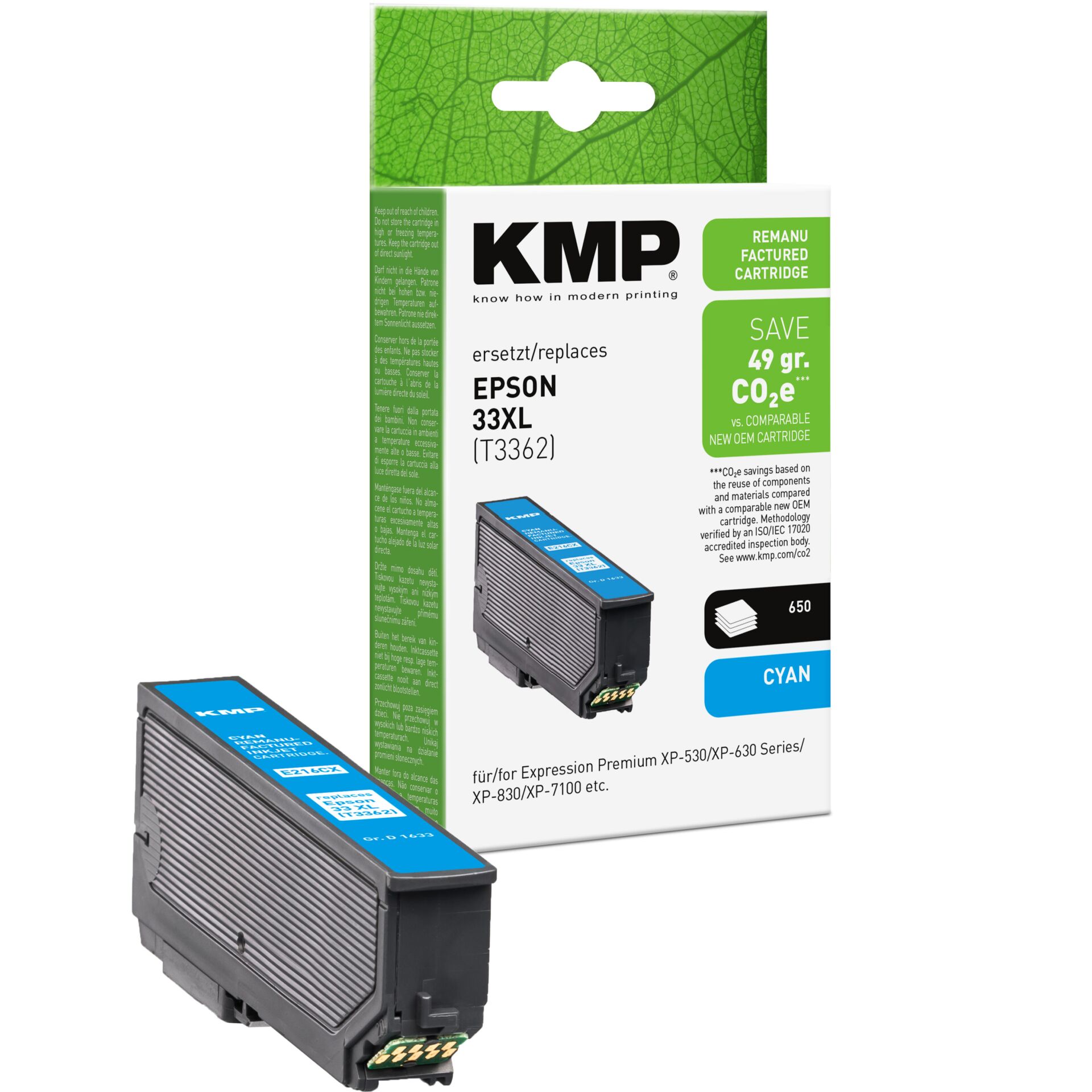 Adapter, Elektronik, Hardware, Computerausrüstung, QR Code, Tintenpatrone, Druckerpatrone, CO2-freier Tintenersatz, Epson T3362, KMP Umweltkartusche