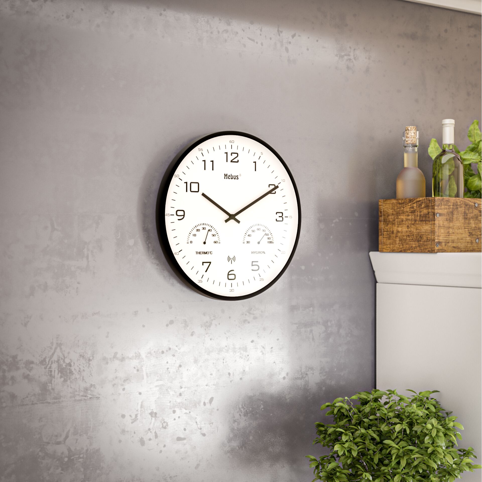 wanduhr, wandclock, metallrahmen, weißes zifferblatt, raumschmuck