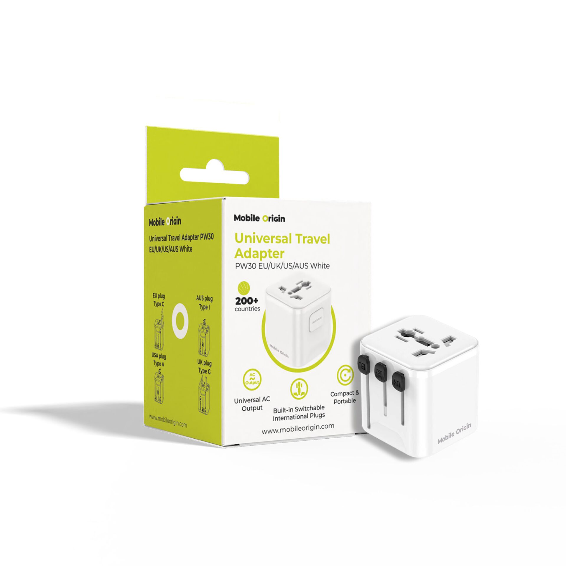 Reiseadapter, universeller Adapter, Stecker, weiße Würfel, USB-kompatibel