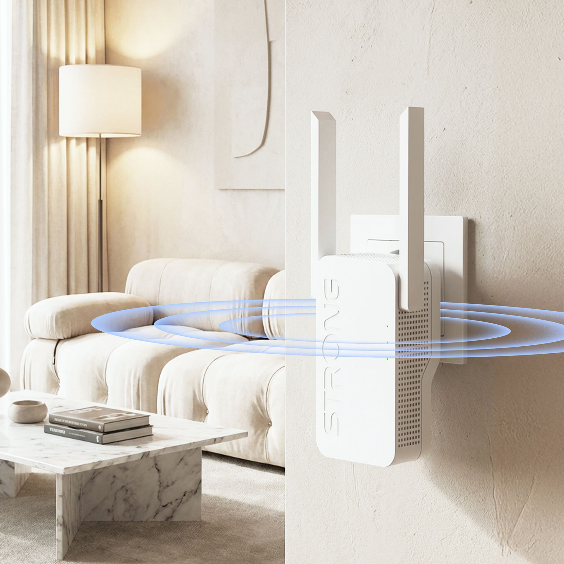 Router, WLAN-Repeater, Wandhalterung, modern, weiss