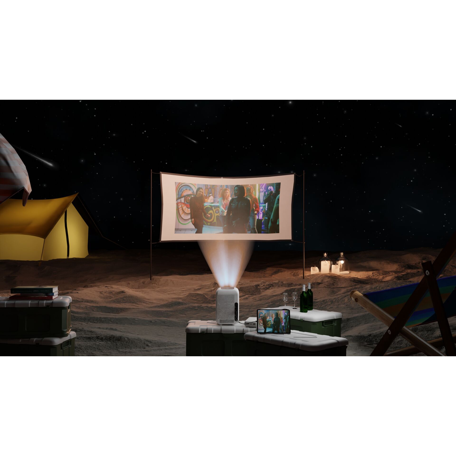 Bildschirm, Überwachen, Zelt, Campen, Draußen