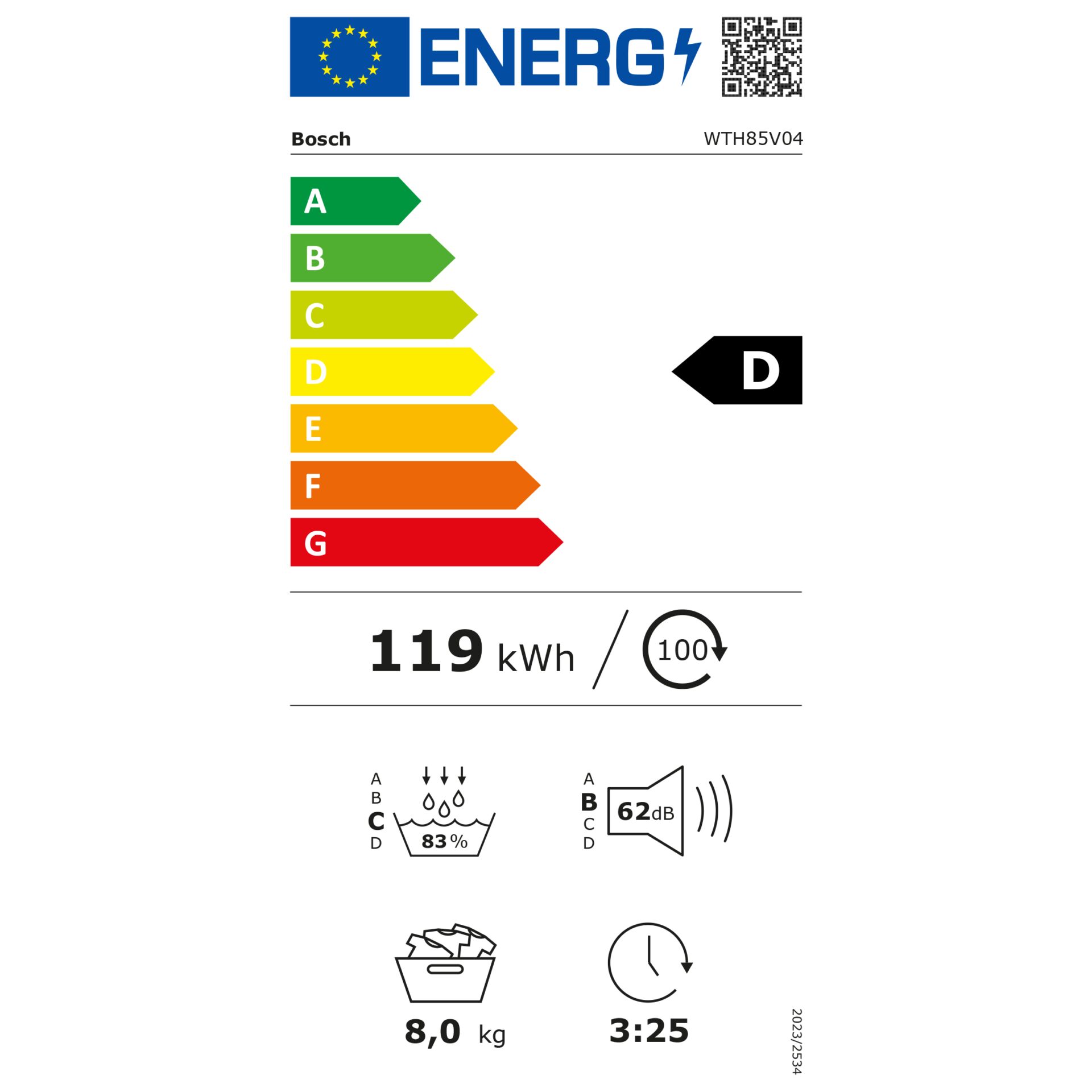 Bosch WTH 85 V 04 – Energieeffizienzklasse D