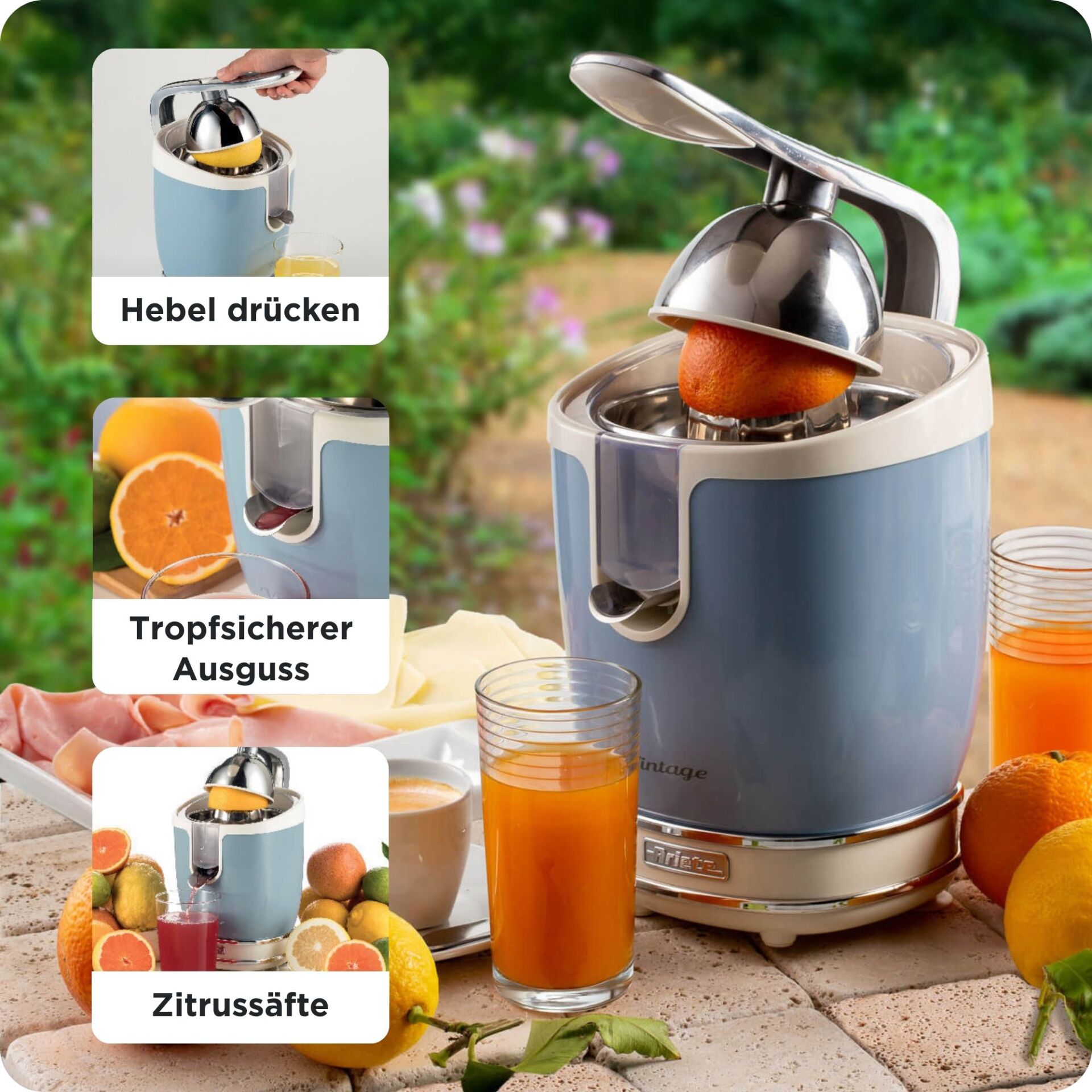 Zitruspresse, Saftpresse, Küchenmaschine, Metallic, orange