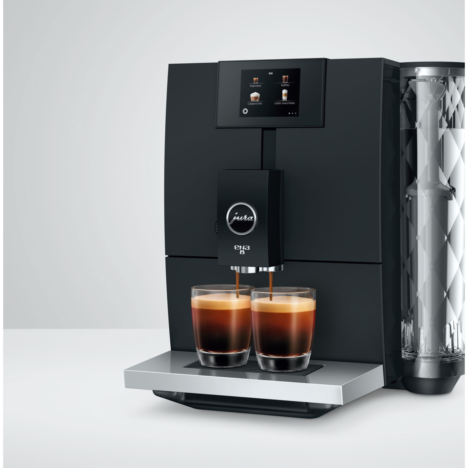 Kaffeemaschine, Espresso-Maschine, Brühsystem, Kaffeeauslauf, Tassenbereit
