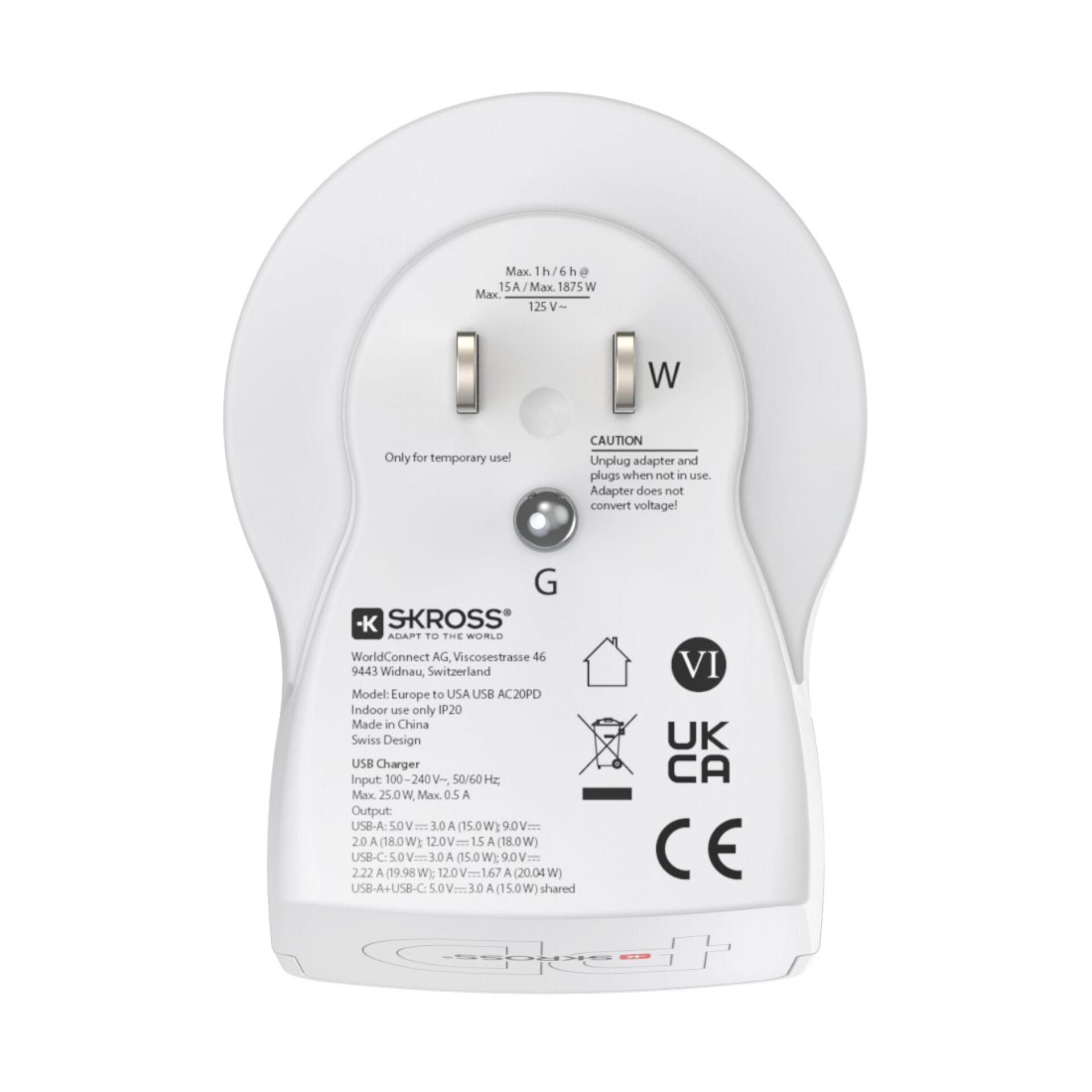  Steckdosenadapter,  USB-C Ladegerät,  Netzadapter,  Wochner,  UKCA CE