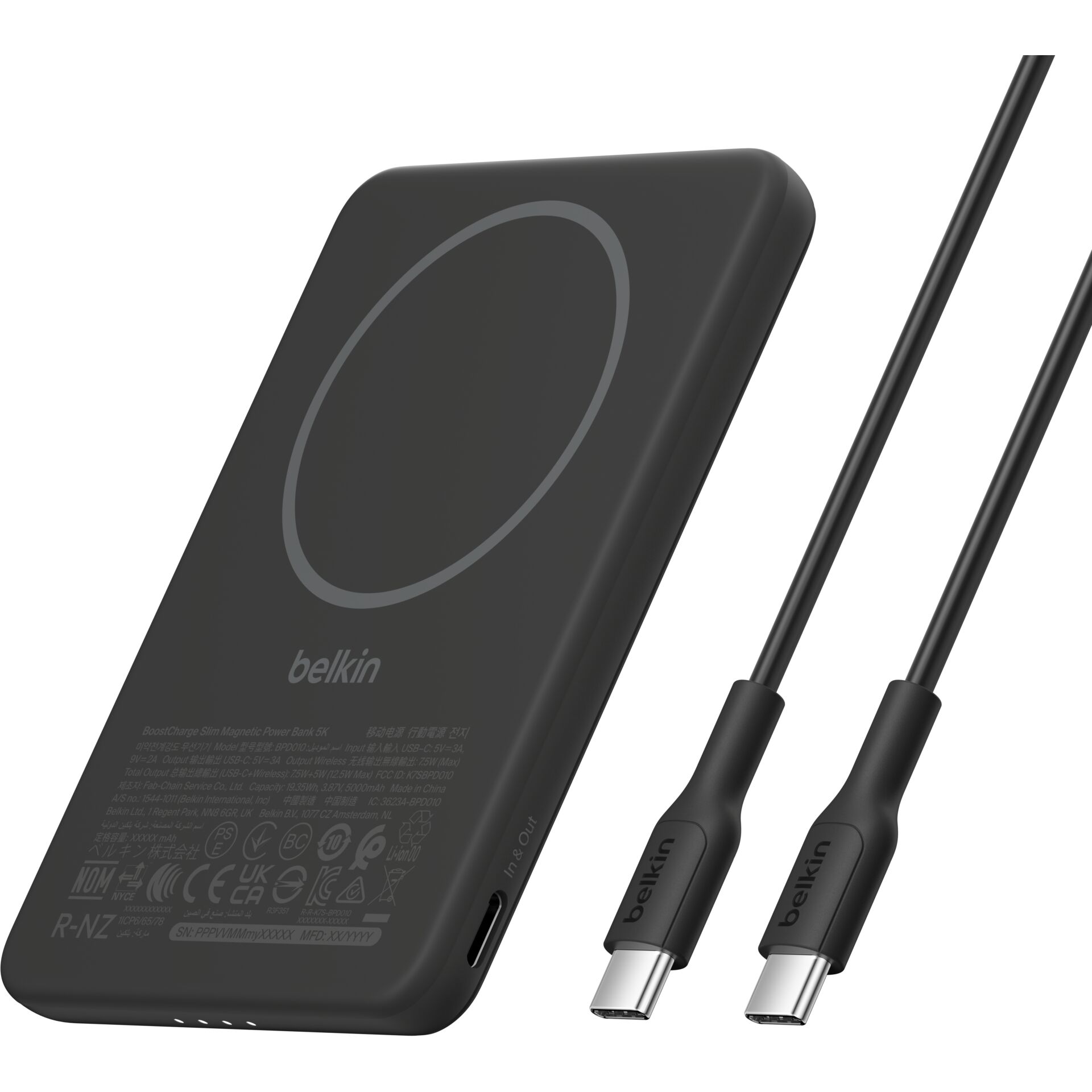 Belkin BoostCharge Slim 5000mAh  mag.Powerb. 7,5W schw.BPD010hqBK
