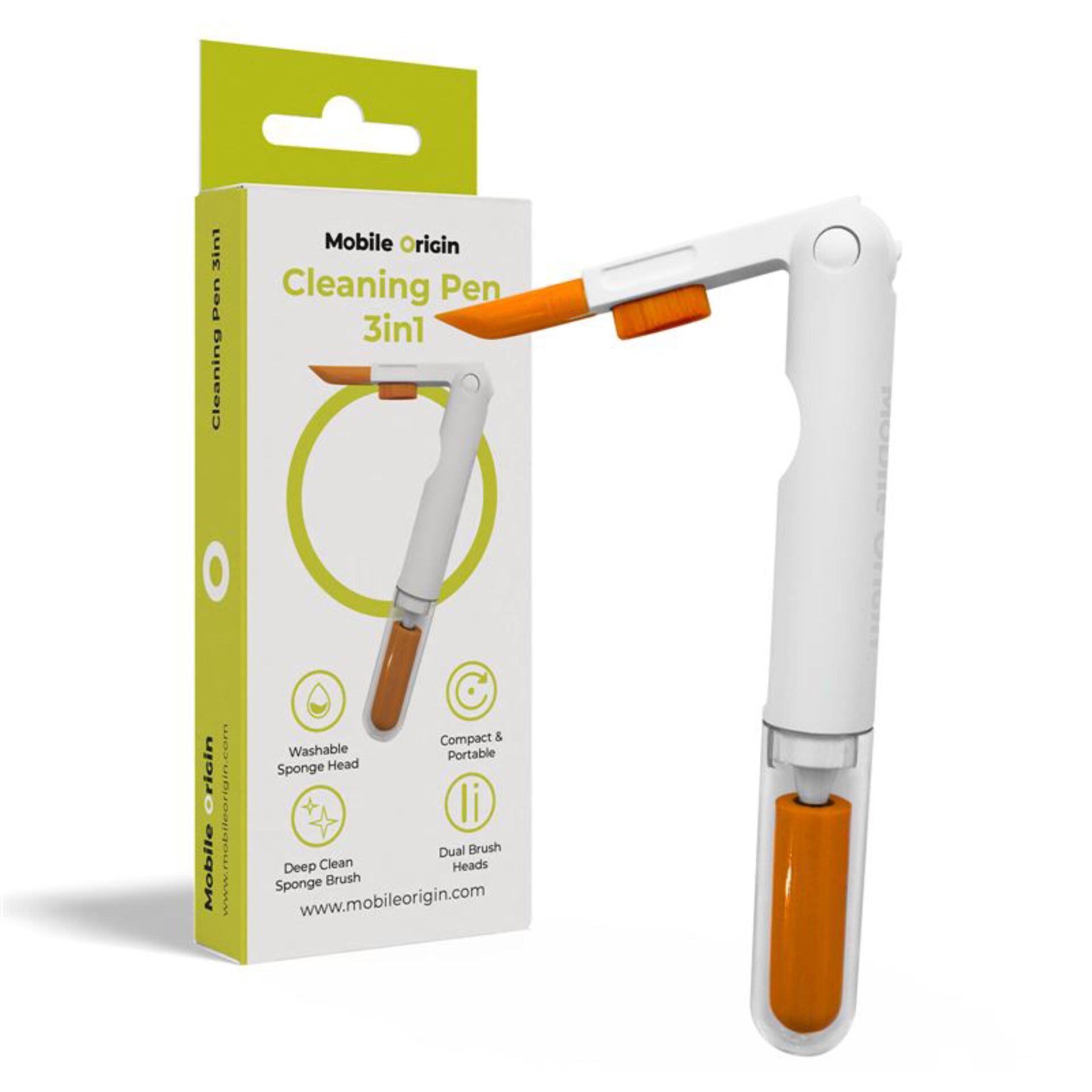 Reinigungsstift, 3in1, Schwammkopf, Doppelte Borsten, tragbar