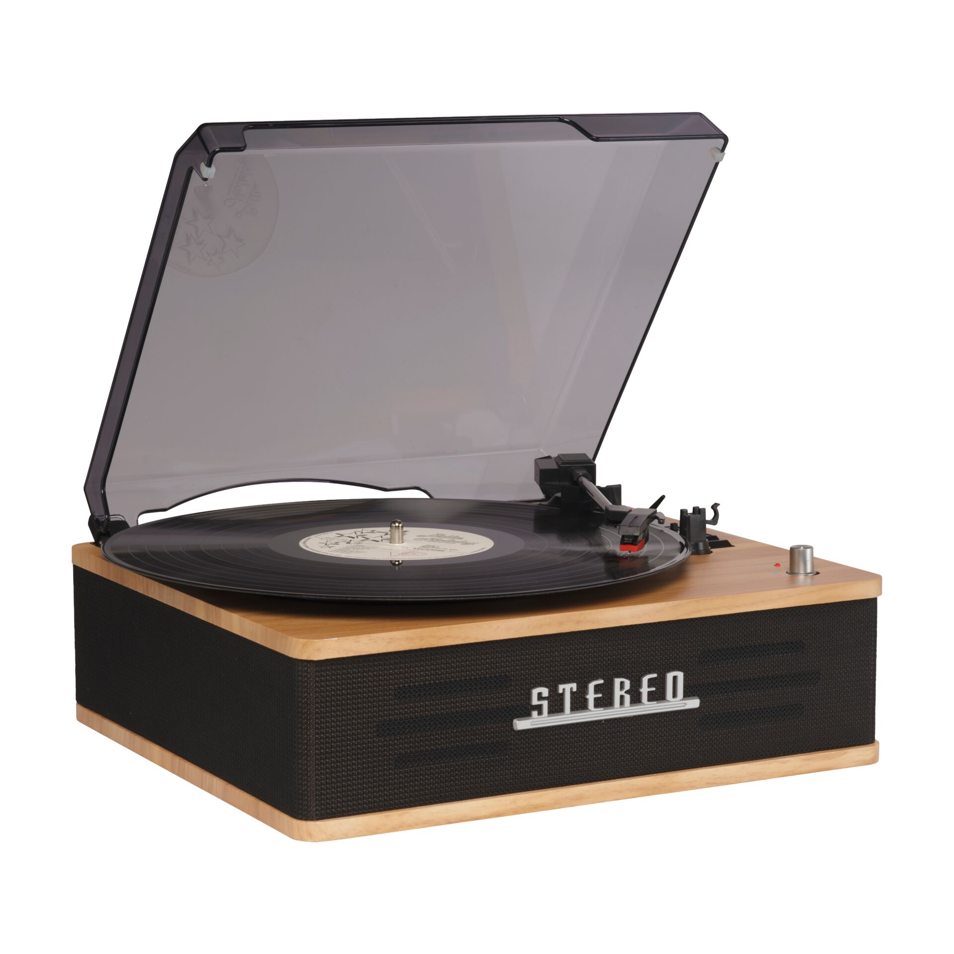 Plattenspieler, Vinyl, Holzkorpus, Turntable, Durchsichtiges Deckel