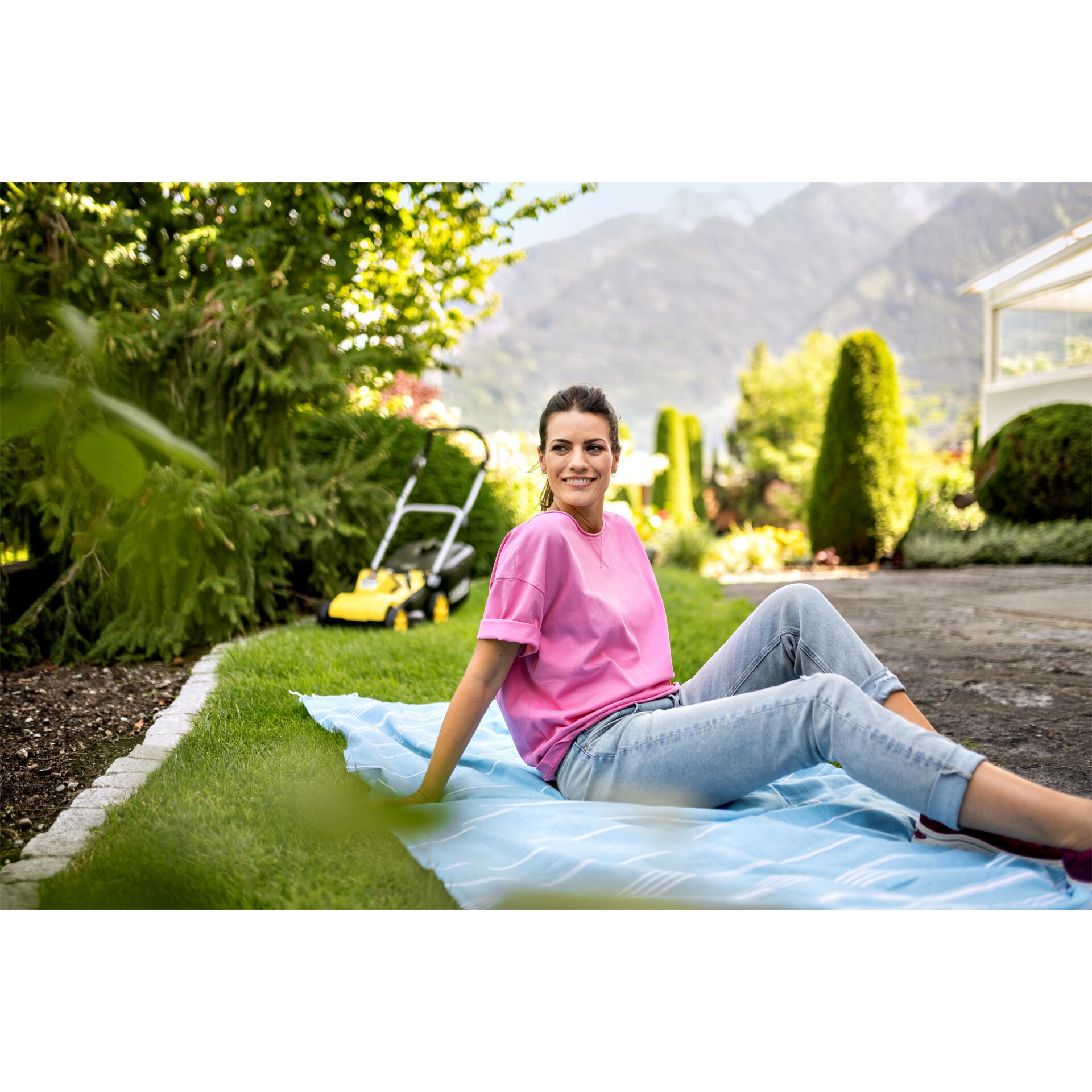 Gras, Rasen, Person, Sitzen, Hosen