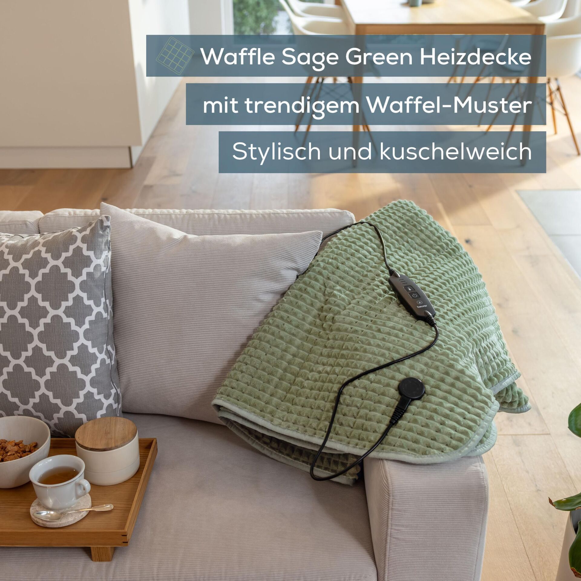 Decke, Kuscheldecke, Waffelstruktur, Grün, Sofadecke