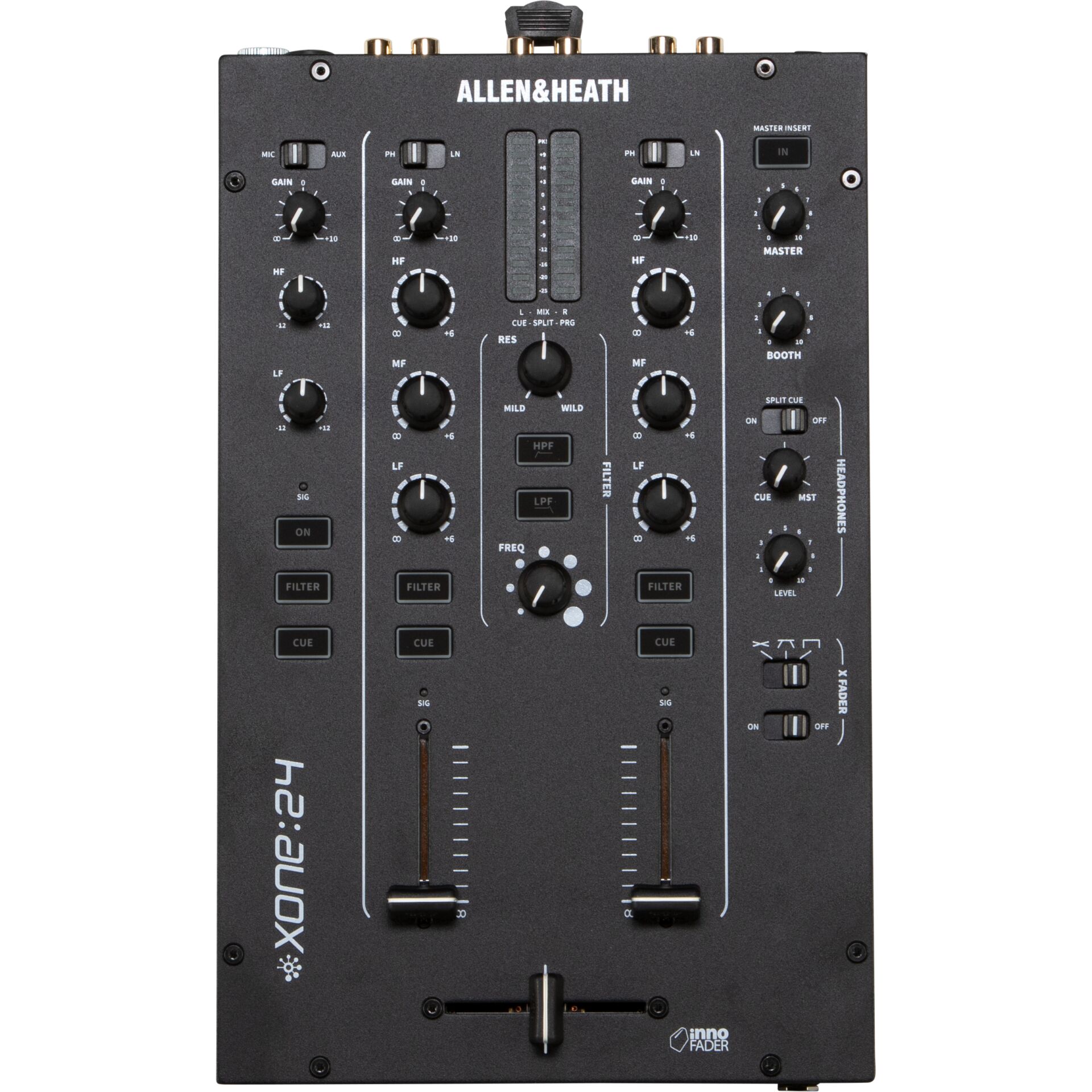 DJ-Mixer, Dreikanal, RCA-/Line-Eingänge, Crossfader, Bedienelemente