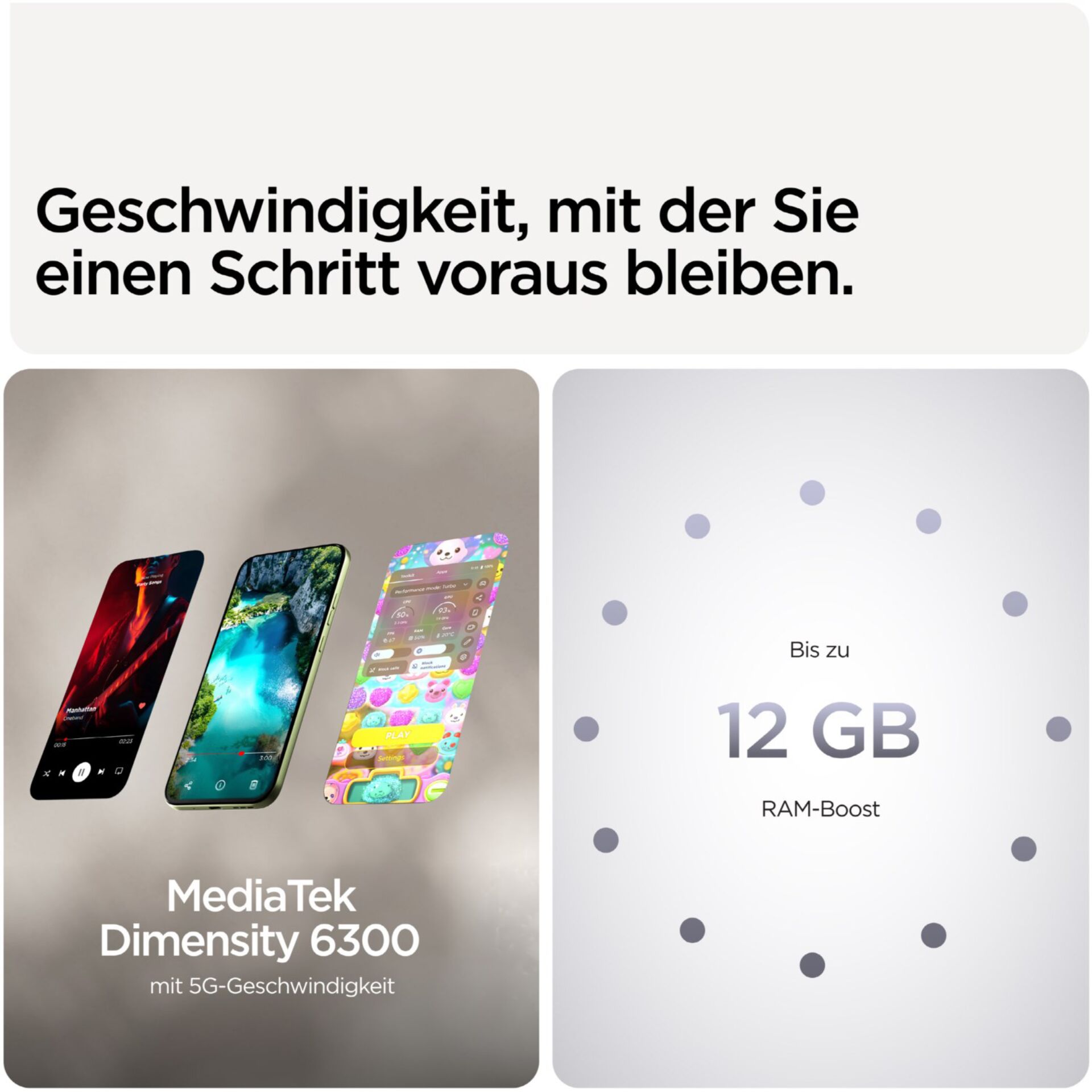 smartphones, display, 3 phones, MediaTek Dimensity 6300, 5G speed