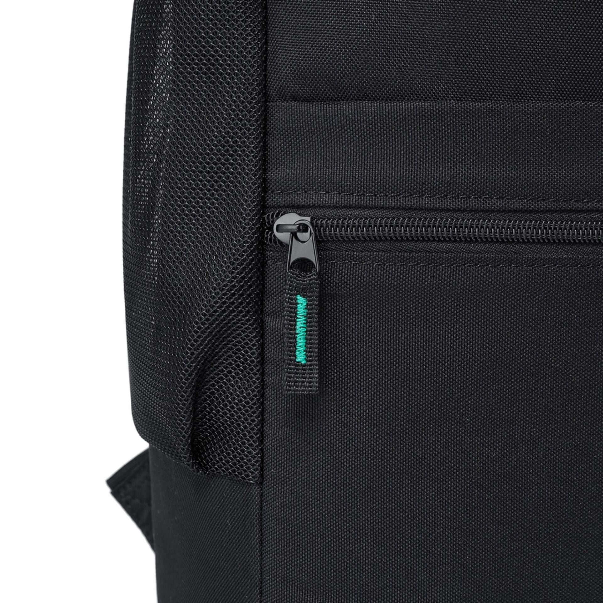 Rucksack, Schwarz, Reißverschlusstasche, Nylonstoff, Netzgewebe