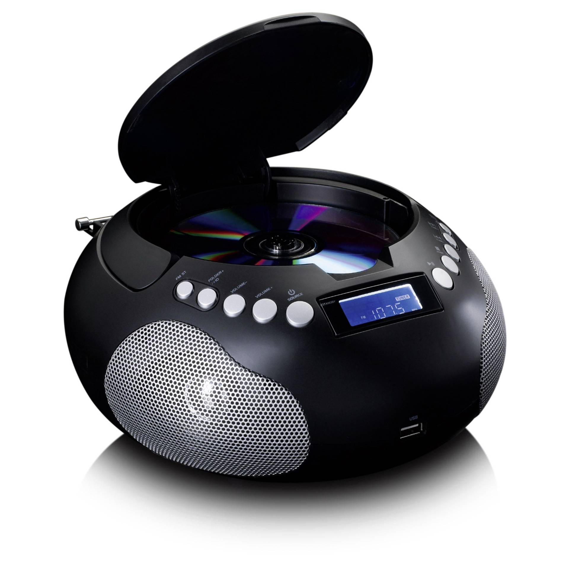 CD-Player, BoomBox, CD/DVD-Laufwerk, USB-Port, digitales Display