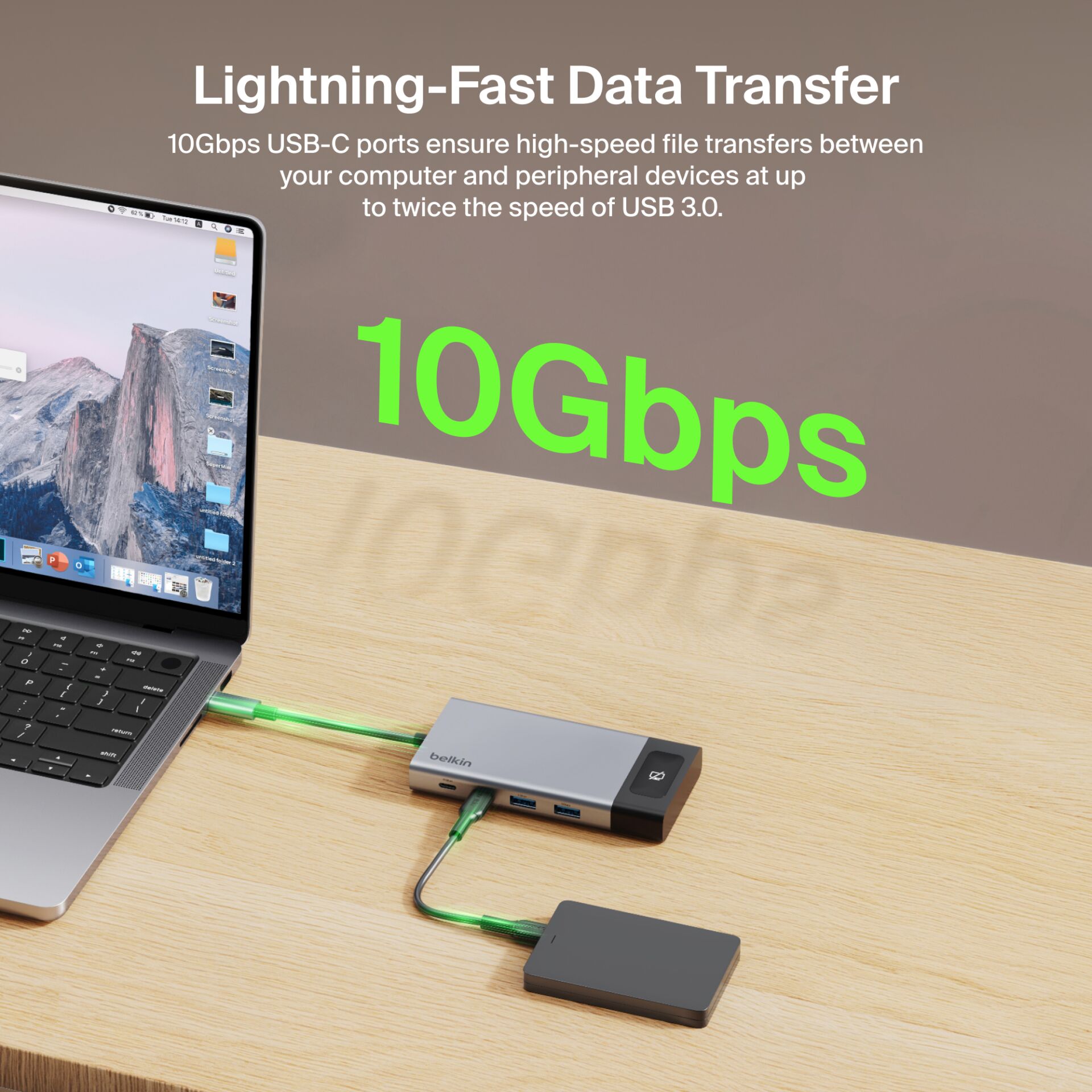 laptop, Dock, USB-C Hub, Externe Festplatte, Kabel