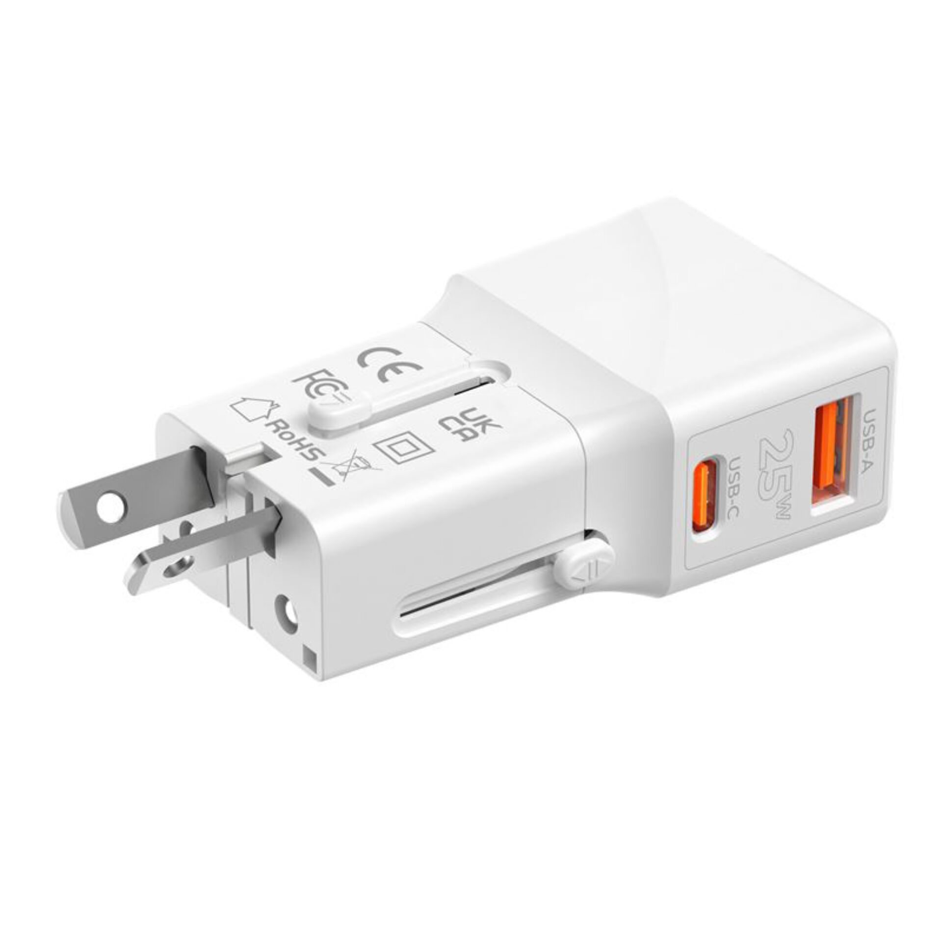 USB-A, USB-C, Adapter, 2.5A, Wechselstrom-Stecker