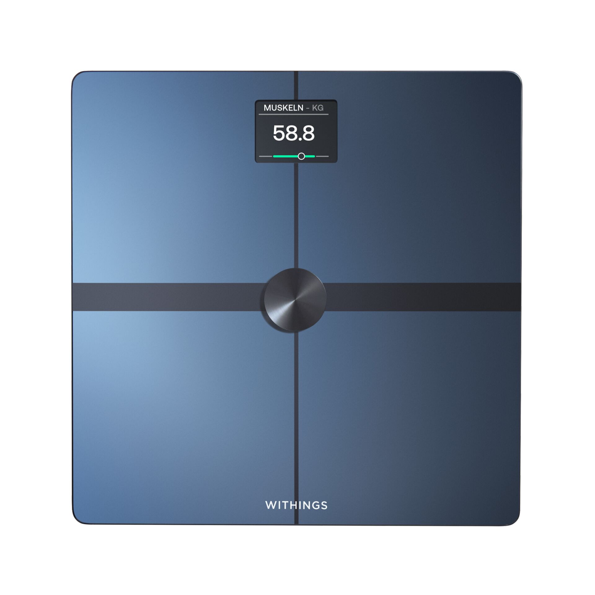 Maßstab, Computerausrüstung, Überwachen, Bildschirm, Körperwaage, Digitale Waage, Glas, Blau, Withings, Glas-Waage, Körperwaage, Digitale Waage, Badezimmerwaage, Anzeige