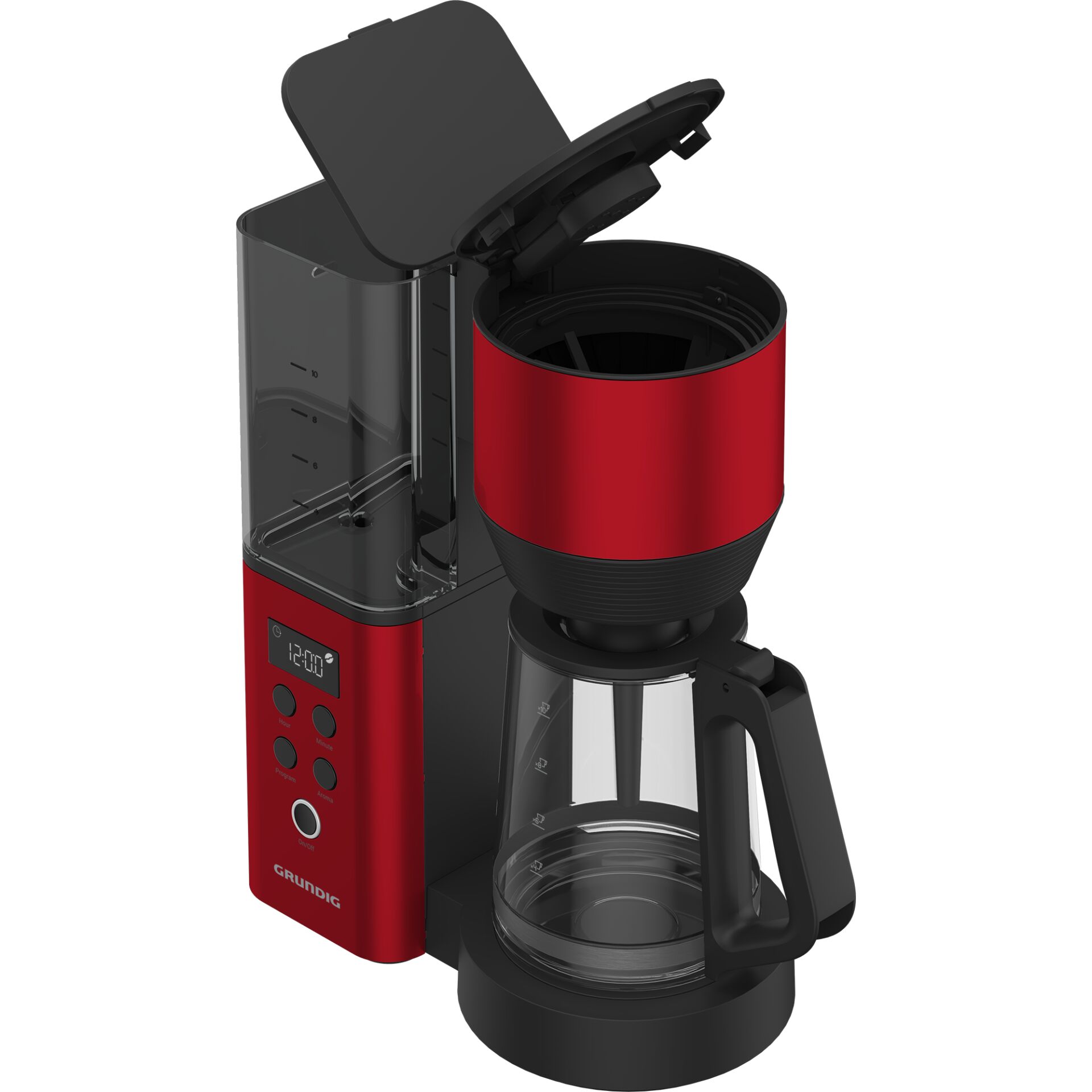 Kaffeemaschine, Kaffeezubereitung, Kaffeeautomat, Rot, Glaskanne