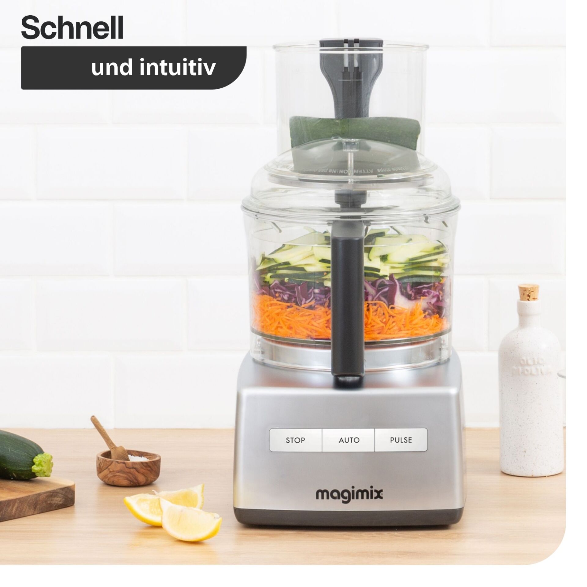 Küchenmixer, Zerkleinerer, Schneidemesser, Gemüse, Silber/Chrom