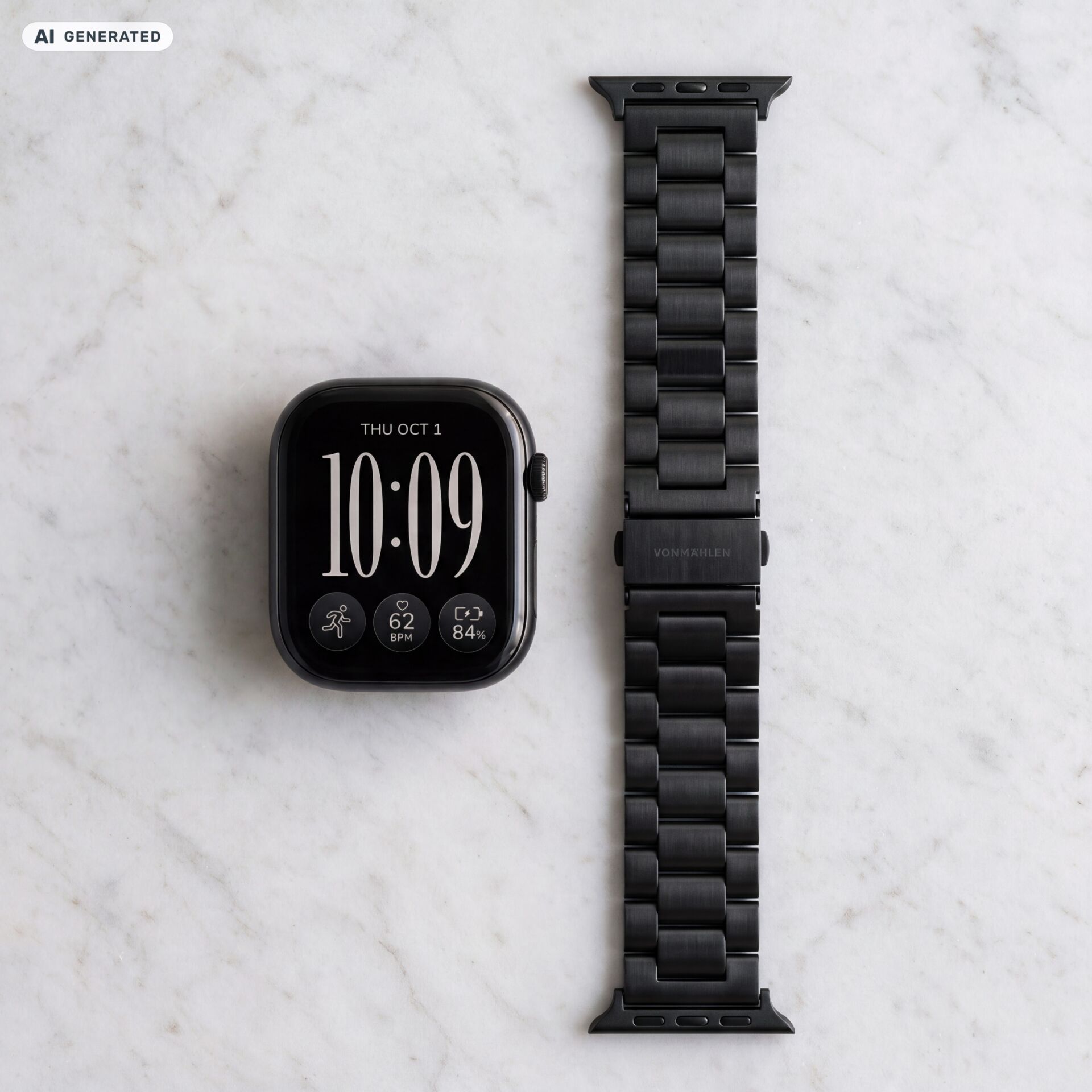 Smartwatch-Armband, Metallarmband, Gliederarmband, Schwarz