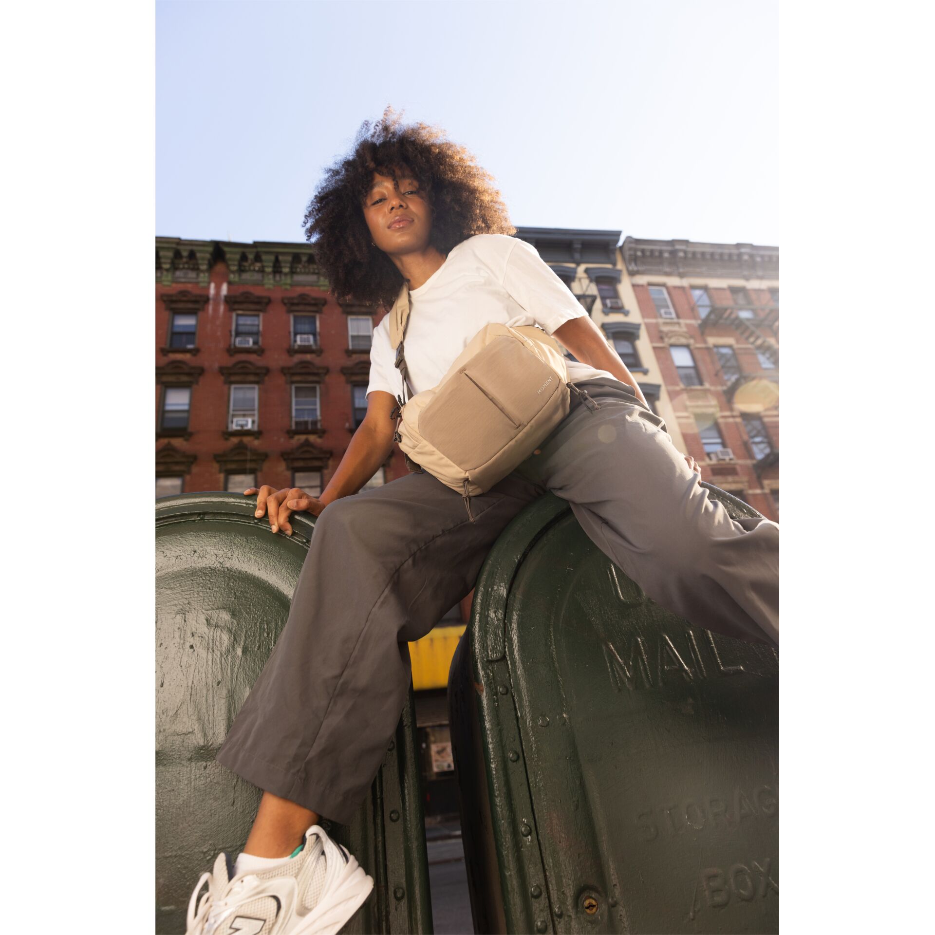 Umhängetasche, Beige/große Tasche, Schultertasche, Crossbody, Urbaner Stil