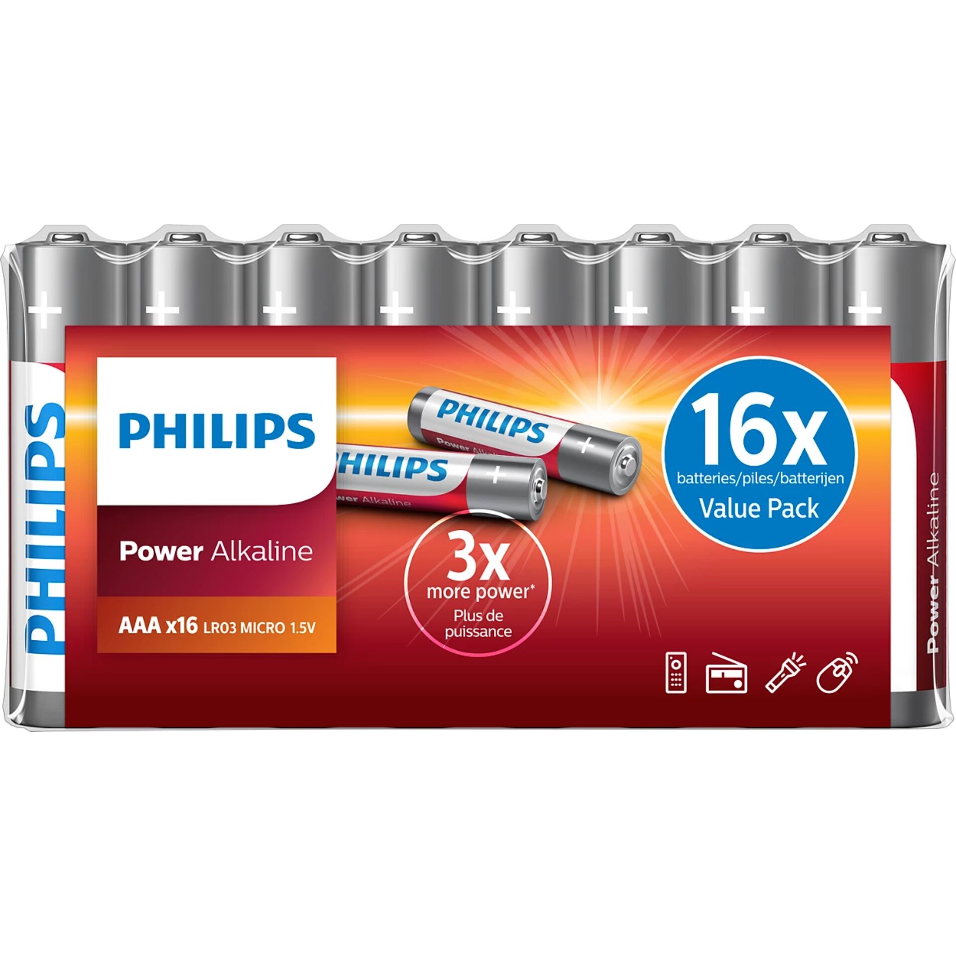 1x16 Philips Power Alkaline AAA  Batterie Vorteilspack