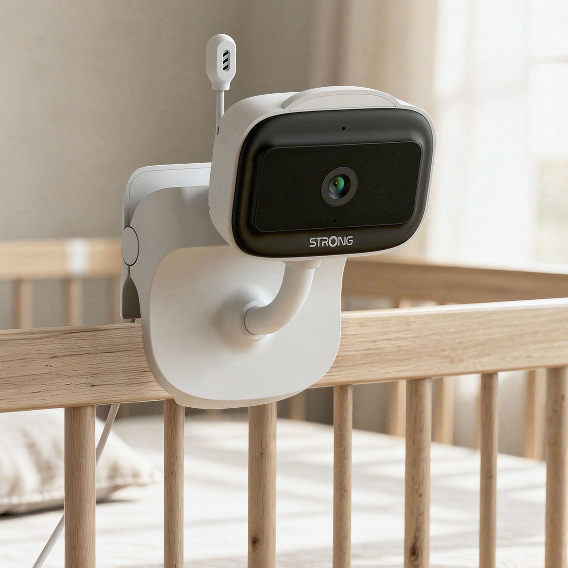 Baby Monitor, Kamera, Klemmhalter, Weiß, Schwarze Vorderseite