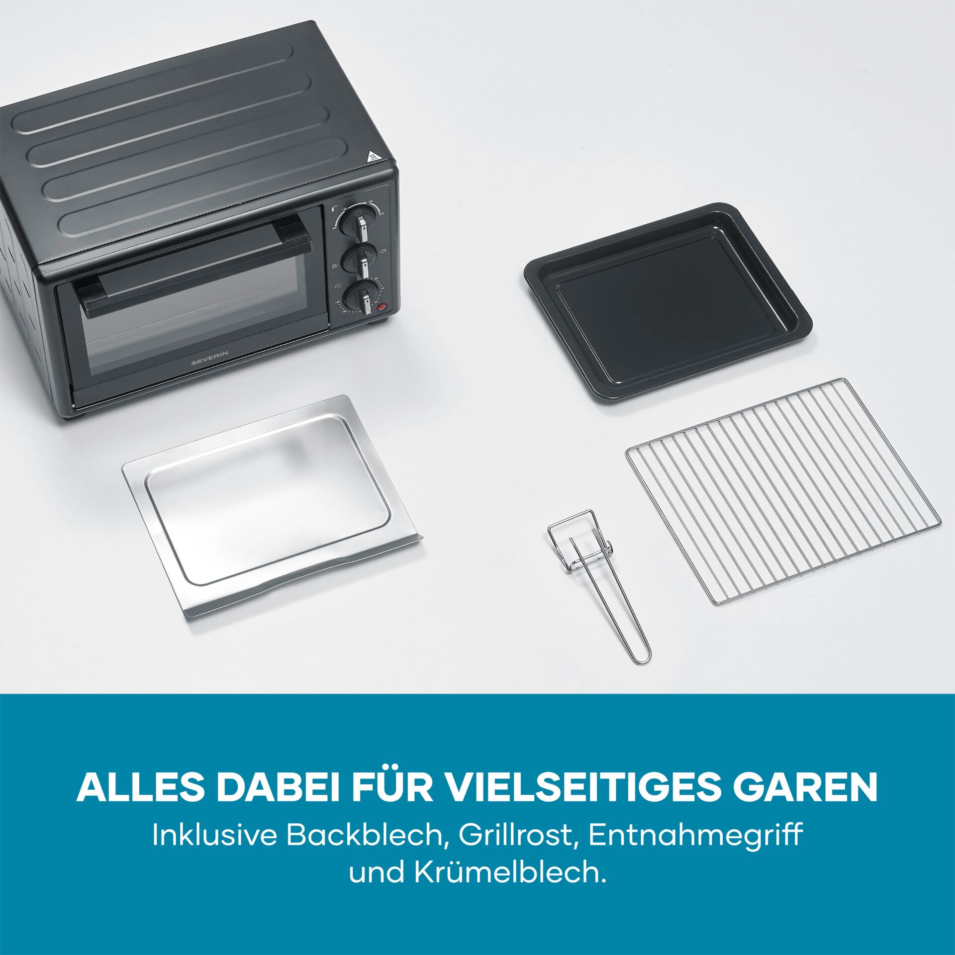 Toaster-Ofen, Backblech, Abtropfblech, Draht-Rost, Grillrost