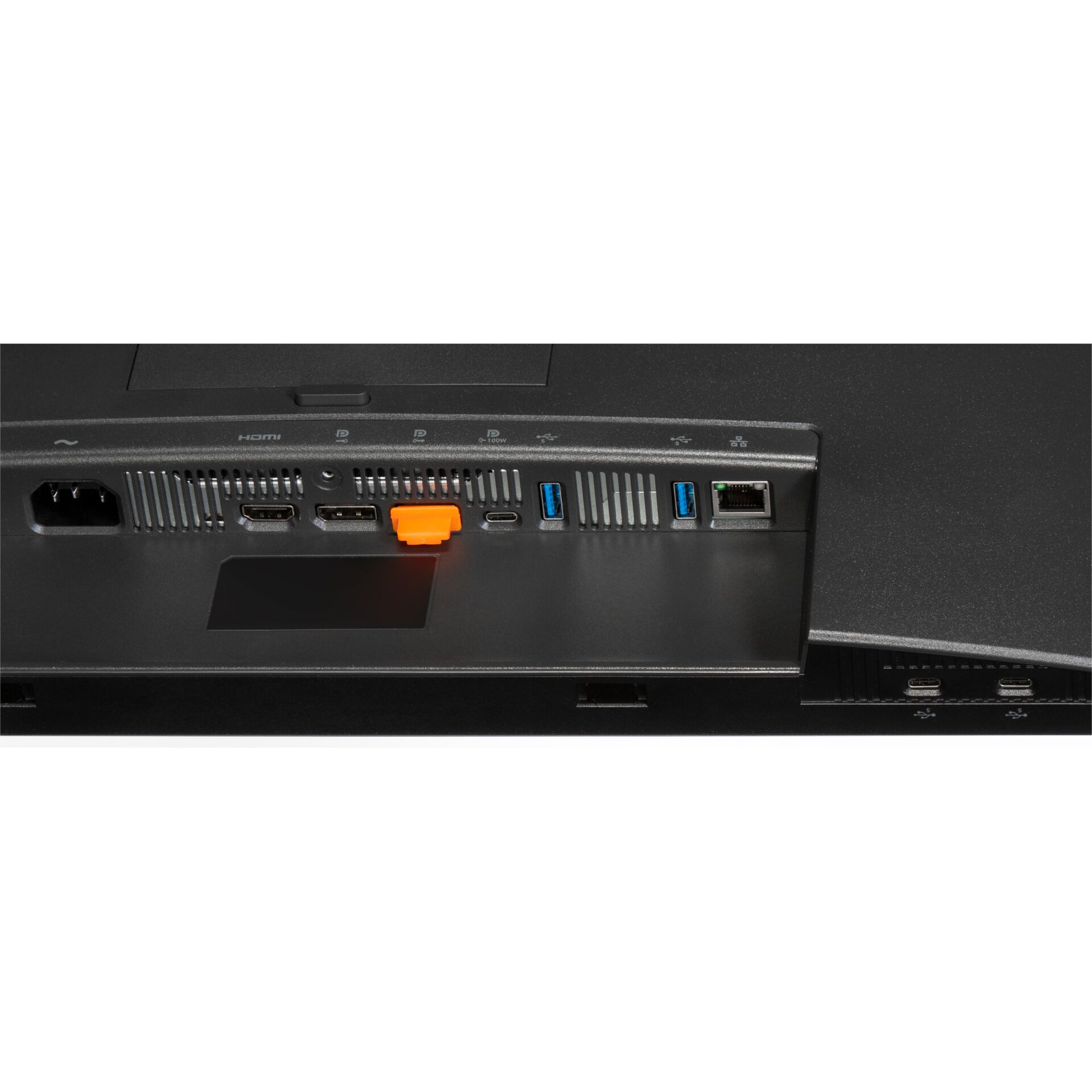 Laptop-Rückseite, HDMI, USB 3.0, Ethernet, orangeable Anschlussteil