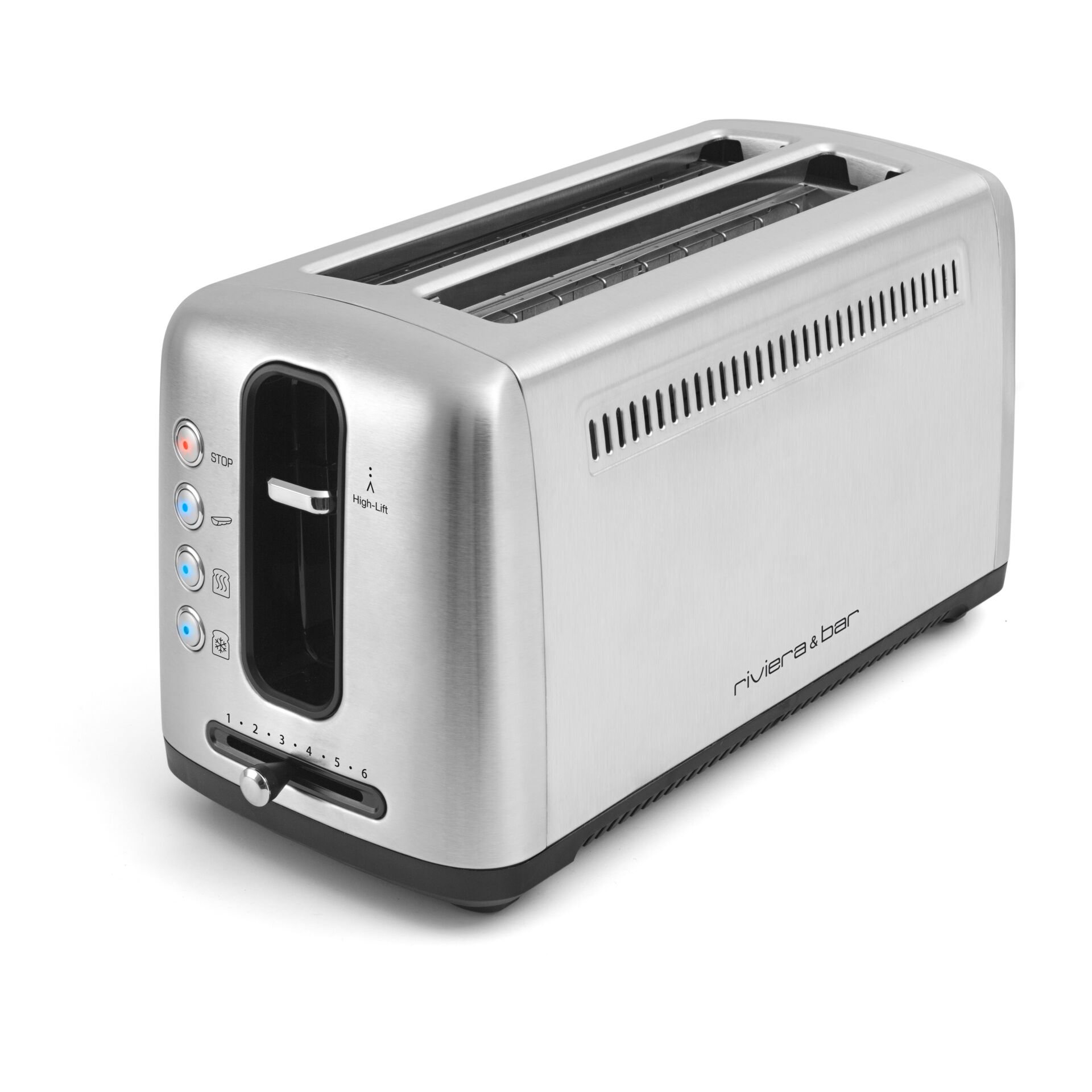 Toaster, Metall, Silber, 4-Scheiben, Krümelblech