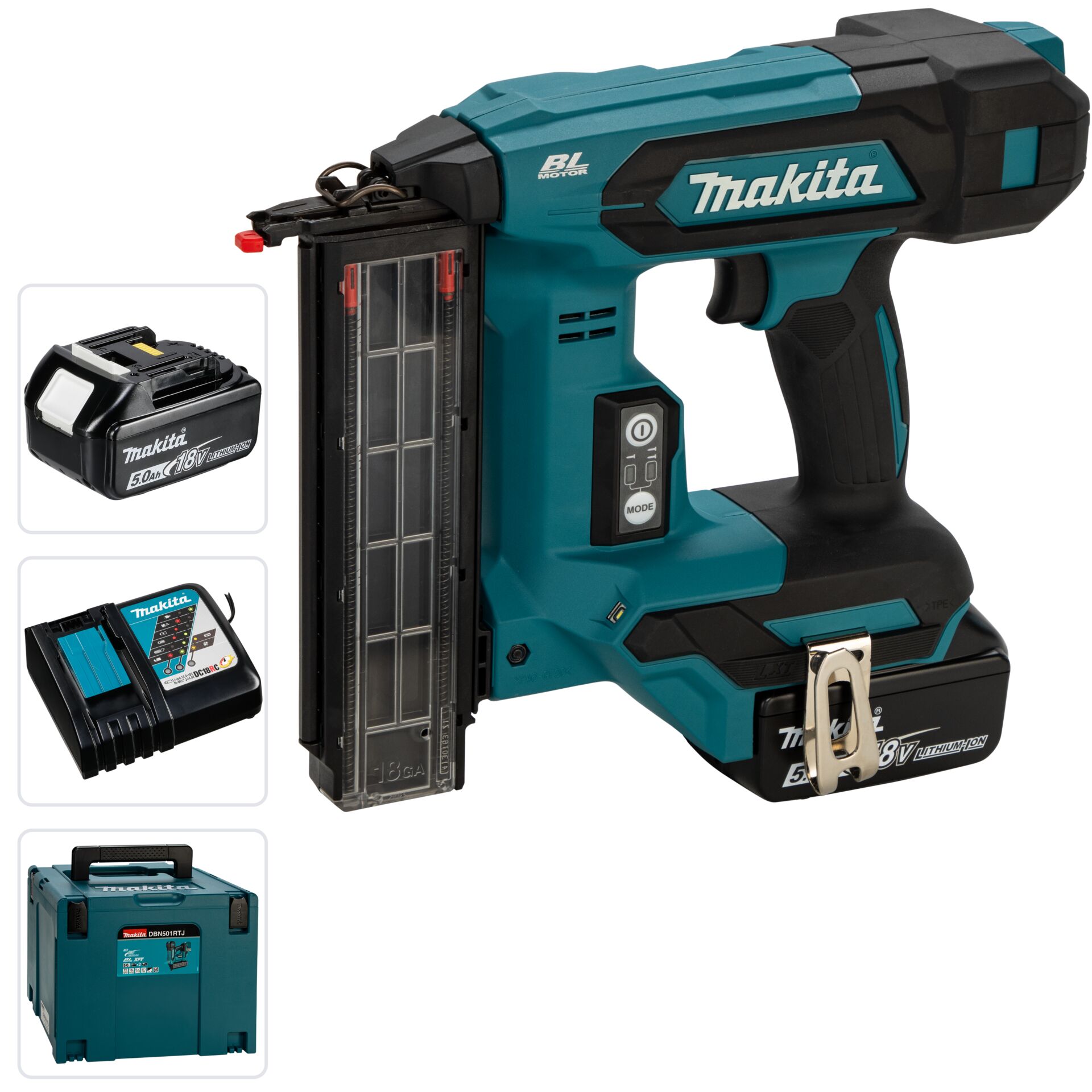 Makita  DBN501RTJ  Akku-Stauchkopfnagler 50 mm 18V