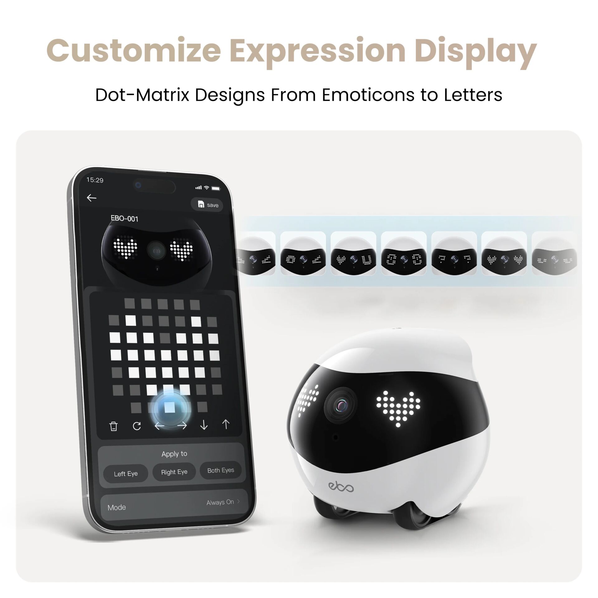 Robot, Smart robot, Kamera, Mobile App, LED-Punkte