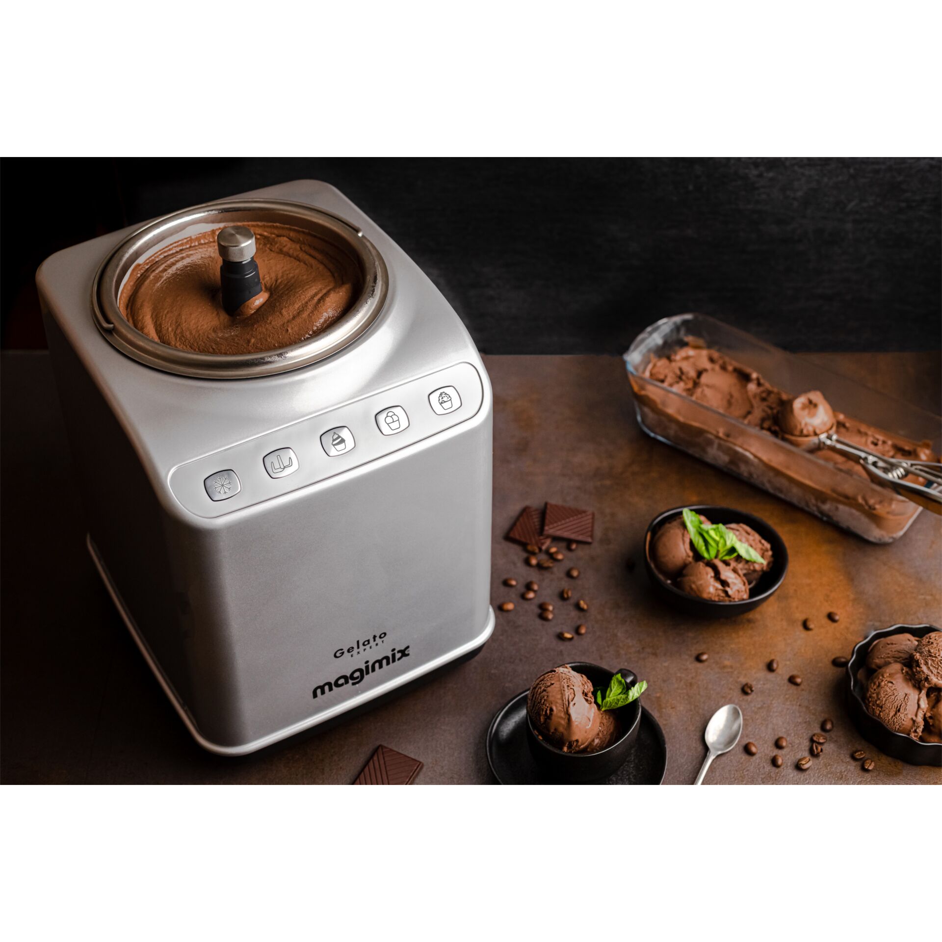 Schokoladen-Eismaschine, Eismaschine, Schoko-Glacé, Dessert-Mixer, Kuchen-Teig