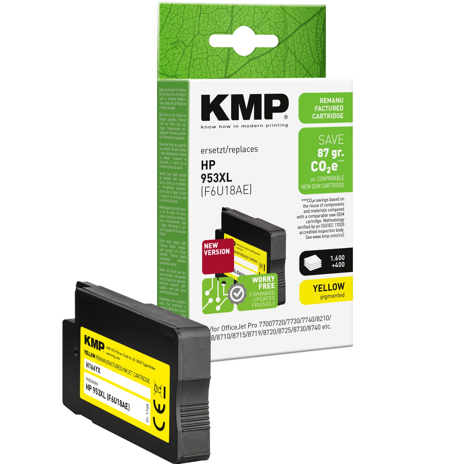 Adapter, Elektronik, Computer-Ausrüstung, Computerausrüstung, QR-Code, HP 953XL Tintenpatrone, Tintenpatrone, Gelb pigment, KMP Patrone, Ersatzpatrone