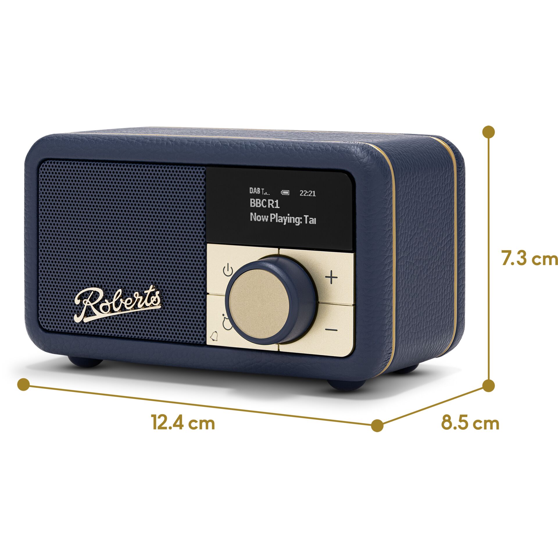 DAB Radio, Bluetooth, Knoepfchen aus Holz, Blauer tragbarer Lautsprecher, Kompakter Lautsprecher