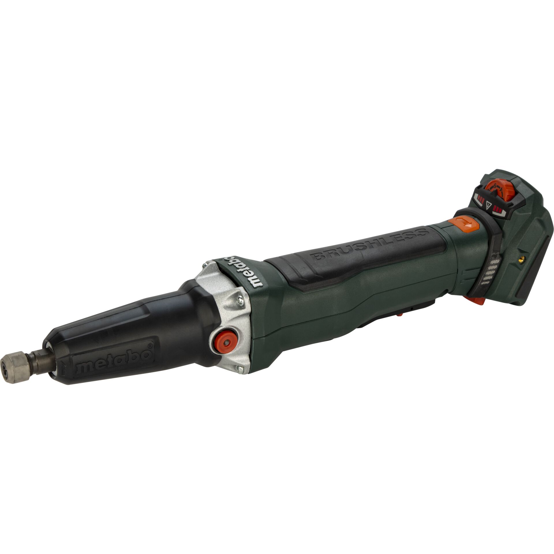 Akku-Geradeschleifer, bürstenloser Motor, Metabo, grün-schwarz, Akku-Betrieb