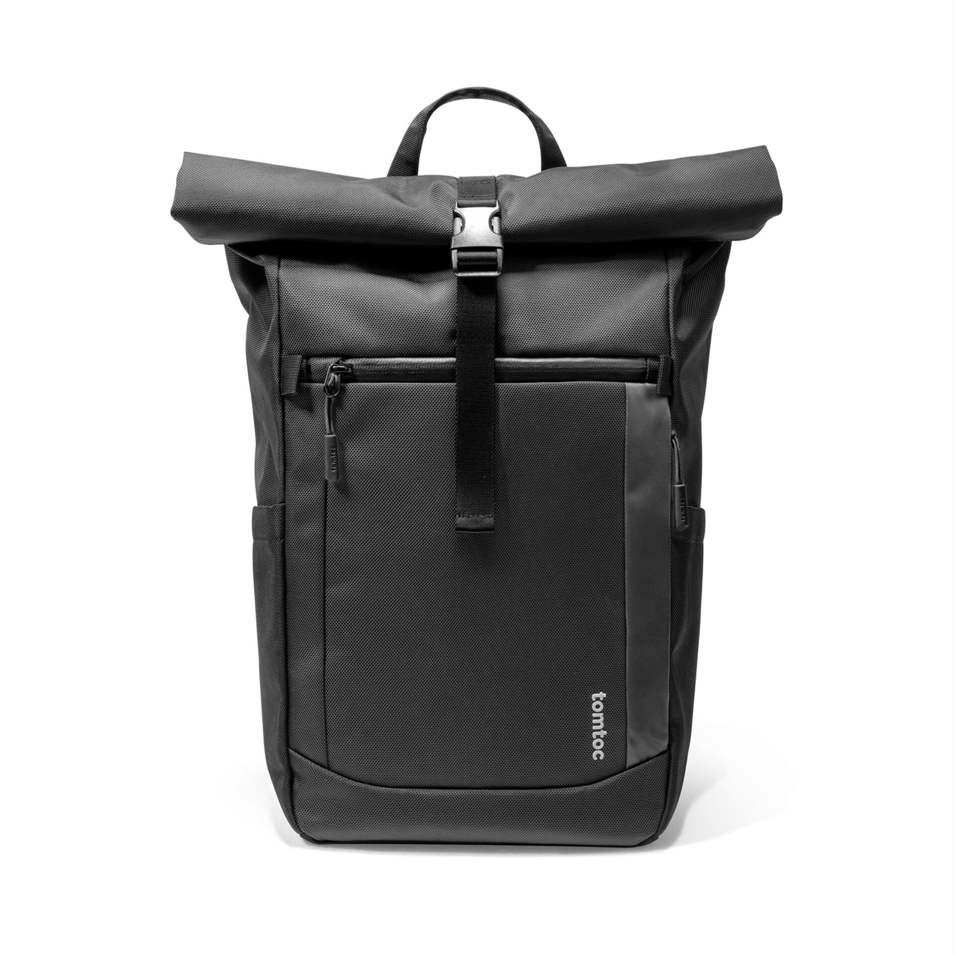Rucksack, Backpack, Schwarz, Reißverschluss, Rolltop