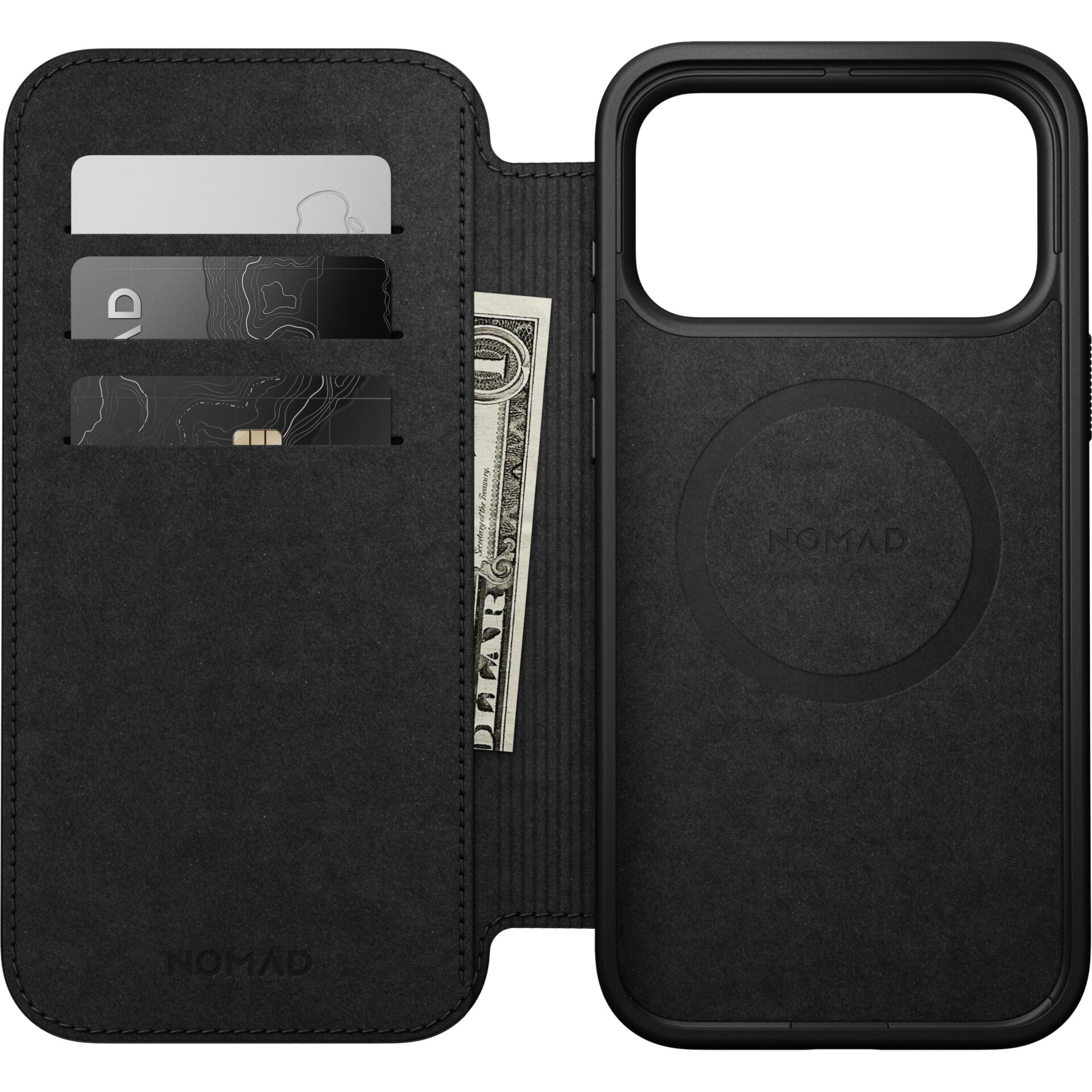 Telefonhülle, Brieftaschenhülle, Card Slots, Magnetische Rückseite, Schwarz