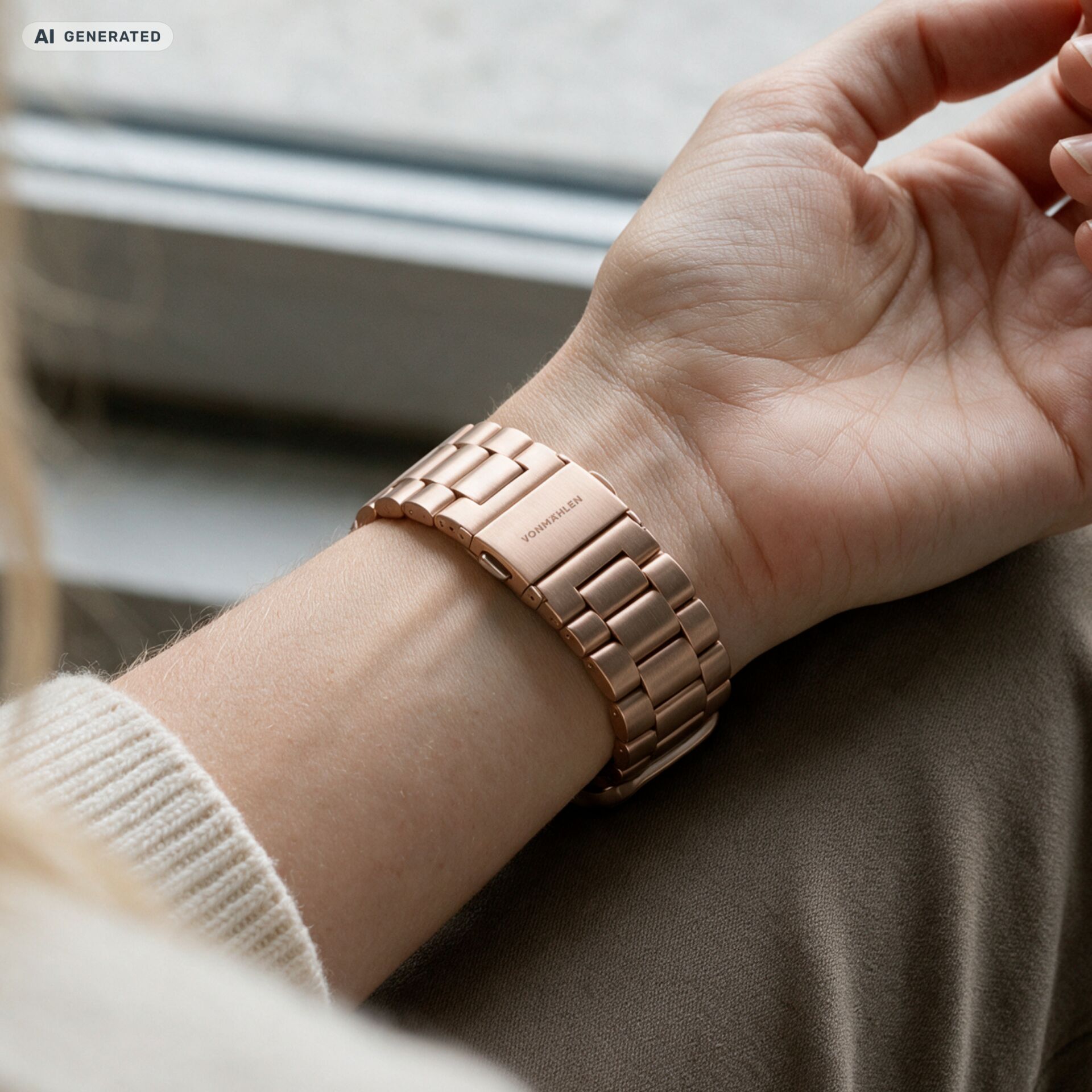 Armbanduhr, Metallarmband, Roségold, Gliederarmband