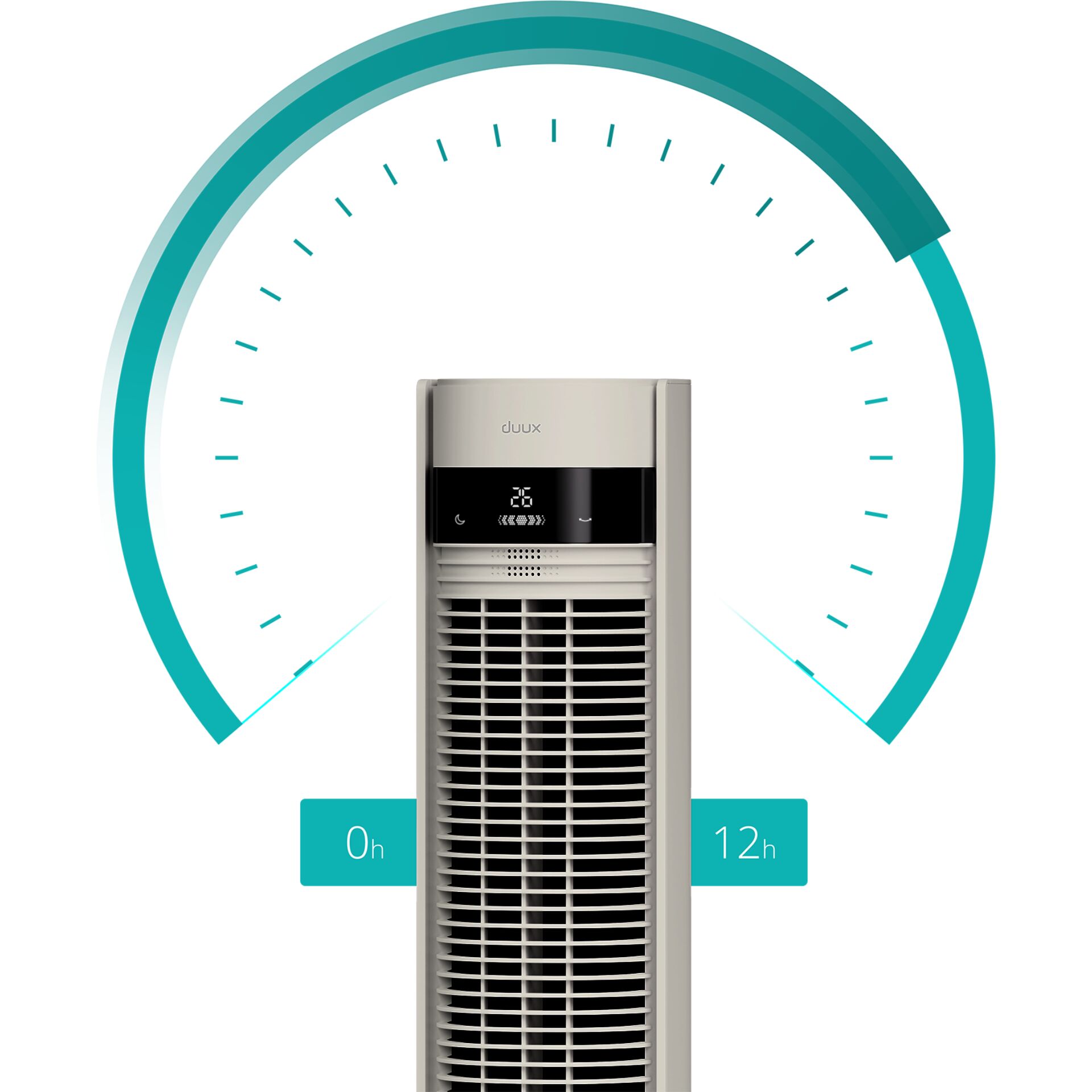 Ventilator, Tower fan, Digital display, Oscillation, Gray