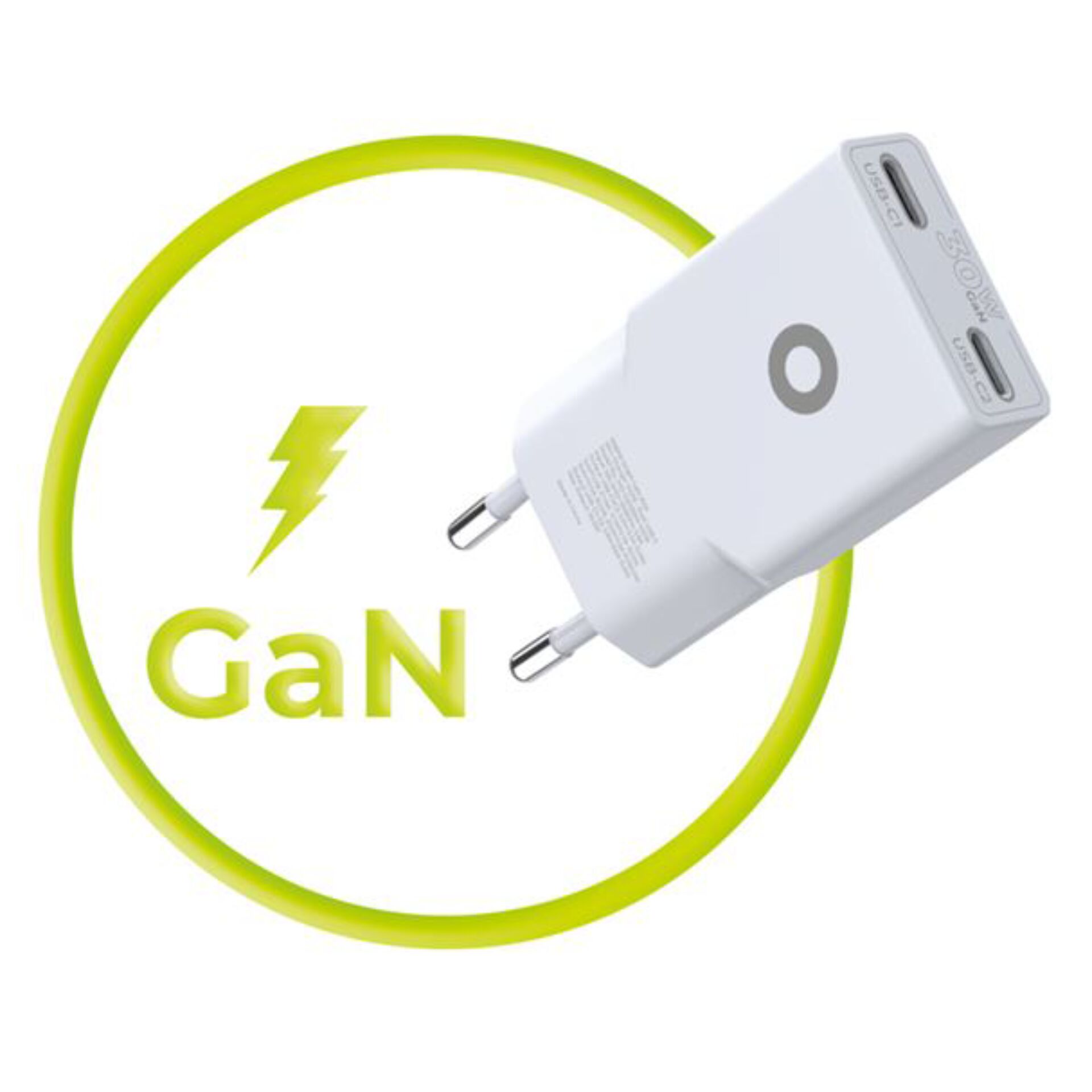 GaN-Ladegerät, USB-C, Stromadapter, Weißer Stecker, Schnellladung