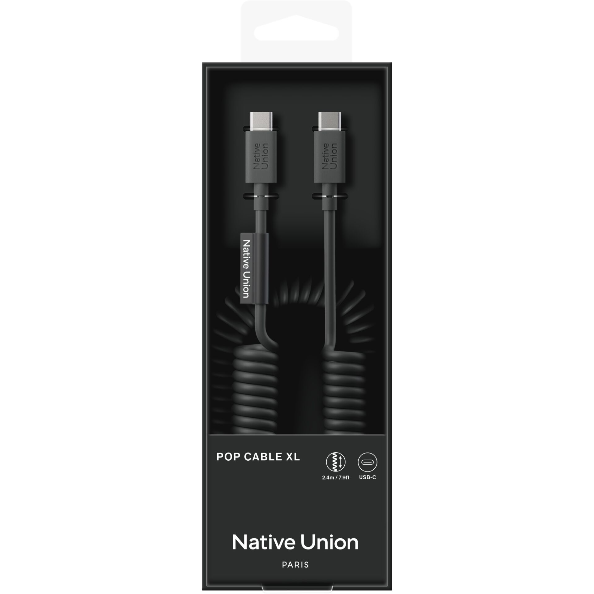 Ladekabel, USB-C, 2,4 m, aufgerolltes Kabel, für Smartphone
