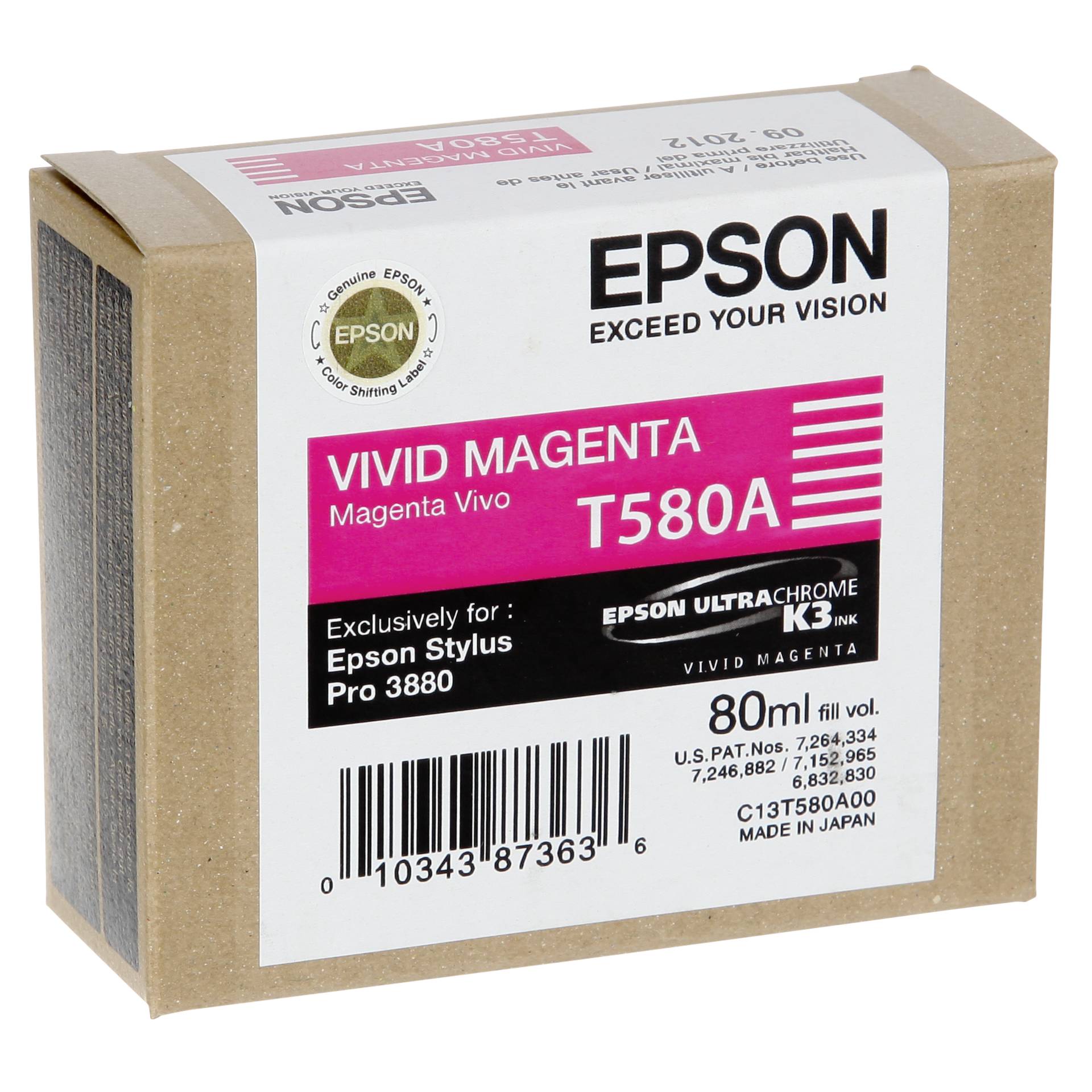 Epson Tintenpatrone vivid  magenta T 580 80 ml       T 580A